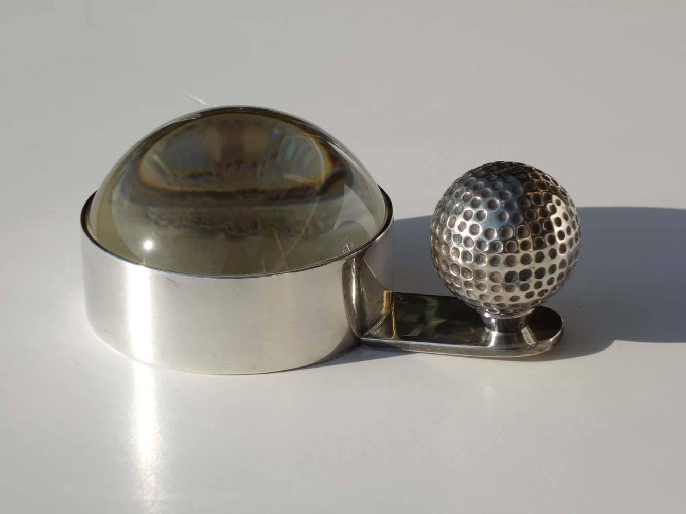 Silver plated and glass magnifying
Excellent condition.