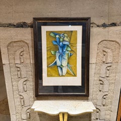 1980er Jahre Byron Gálvez Abstrakte Kunst Blau Pastell Mexiko