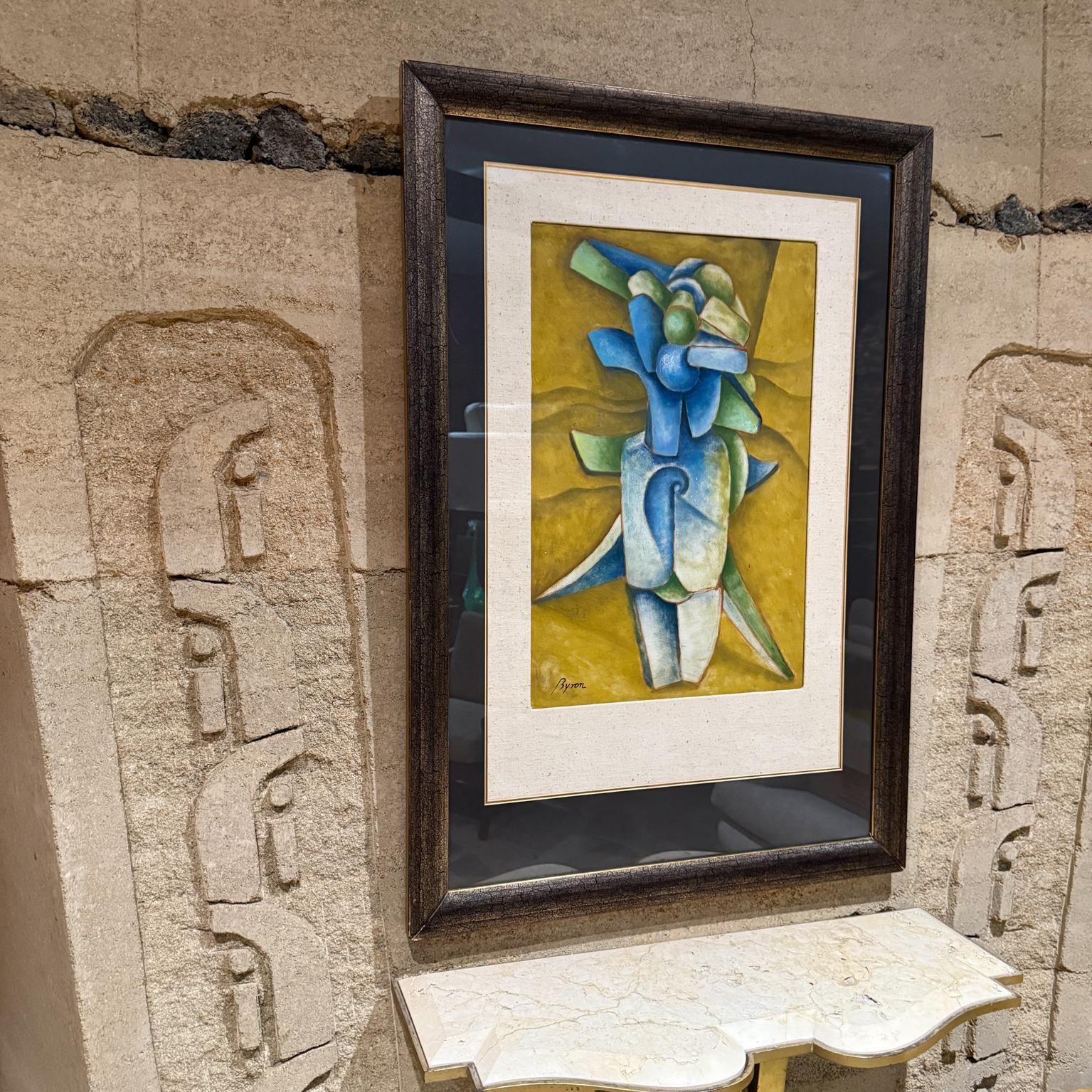 Moderno 1980 Byron Gálvez Arte astratta Blu Pastello Messico in vendita