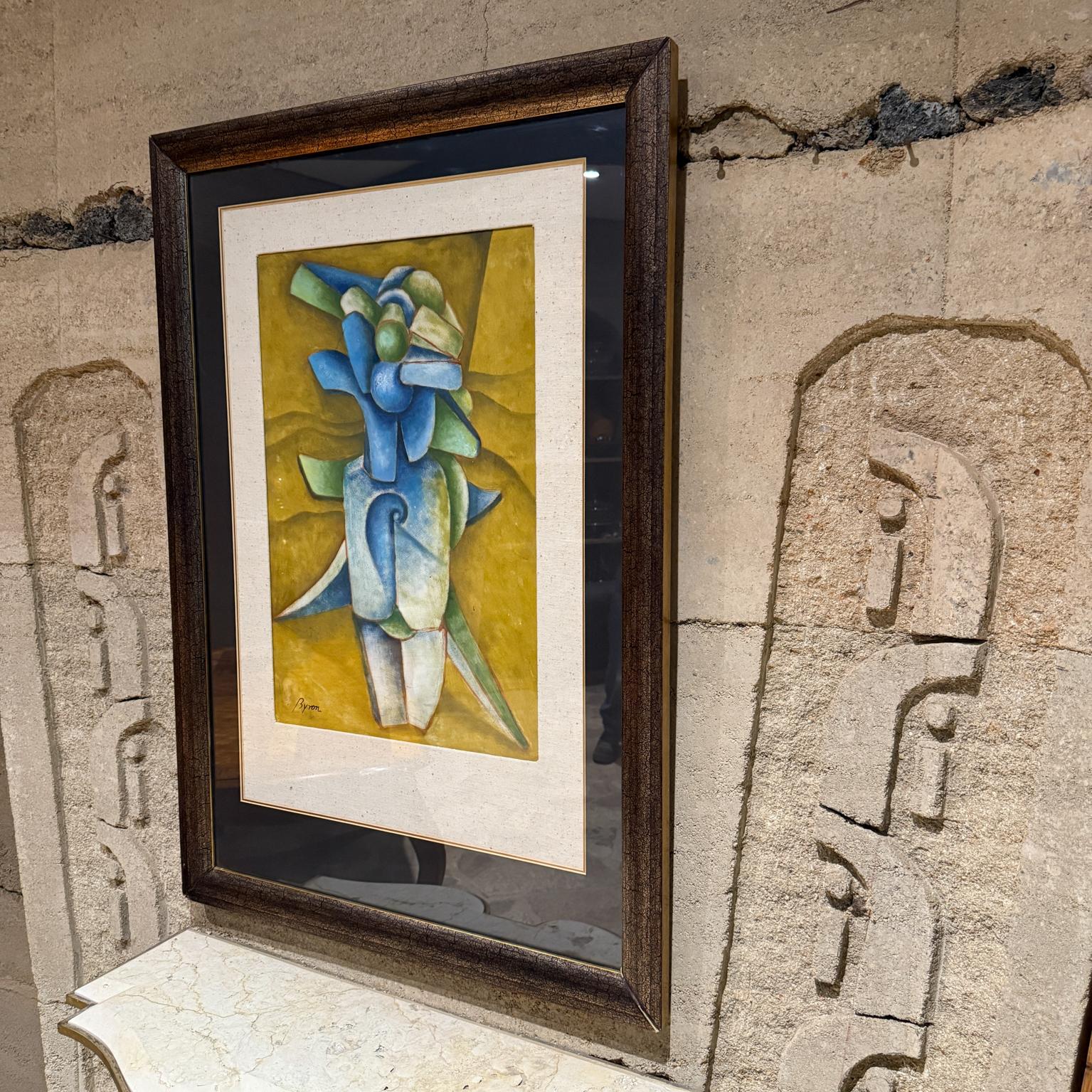 Messicano 1980 Byron Gálvez Arte astratta Blu Pastello Messico in vendita