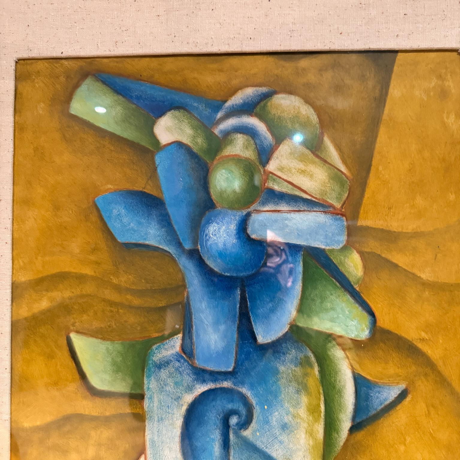 Fine XX secolo 1980 Byron Gálvez Arte astratta Blu Pastello Messico in vendita