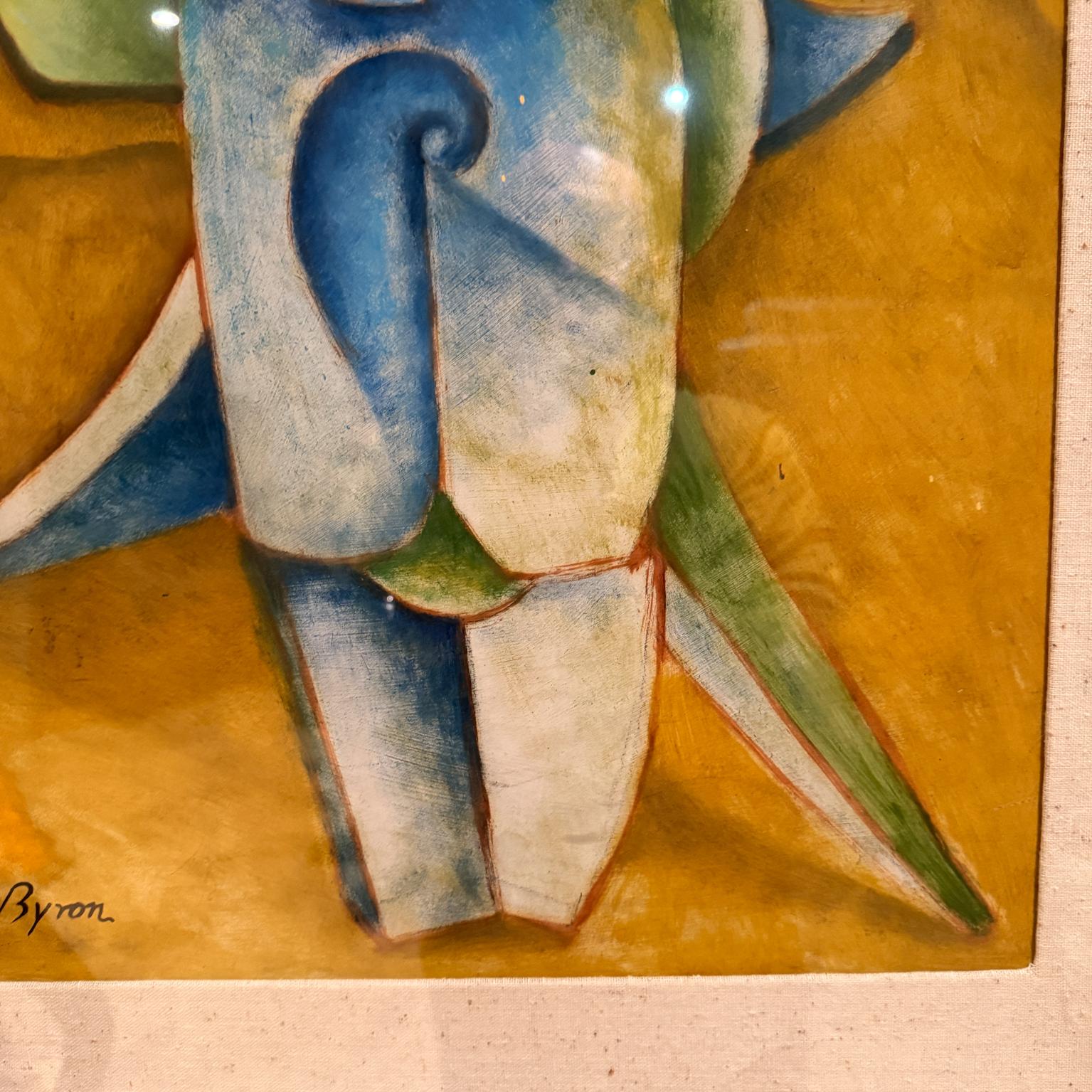1980 Byron Gálvez Arte astratta Blu Pastello Messico in vendita 1