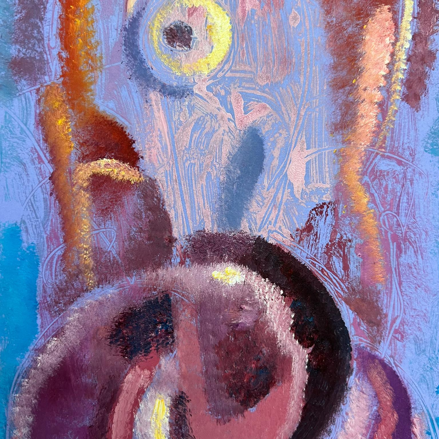 1980s Bryron Gálvez Abstract Modernism Artwork Vivid Pastel on Paper Mexico For Sale 4