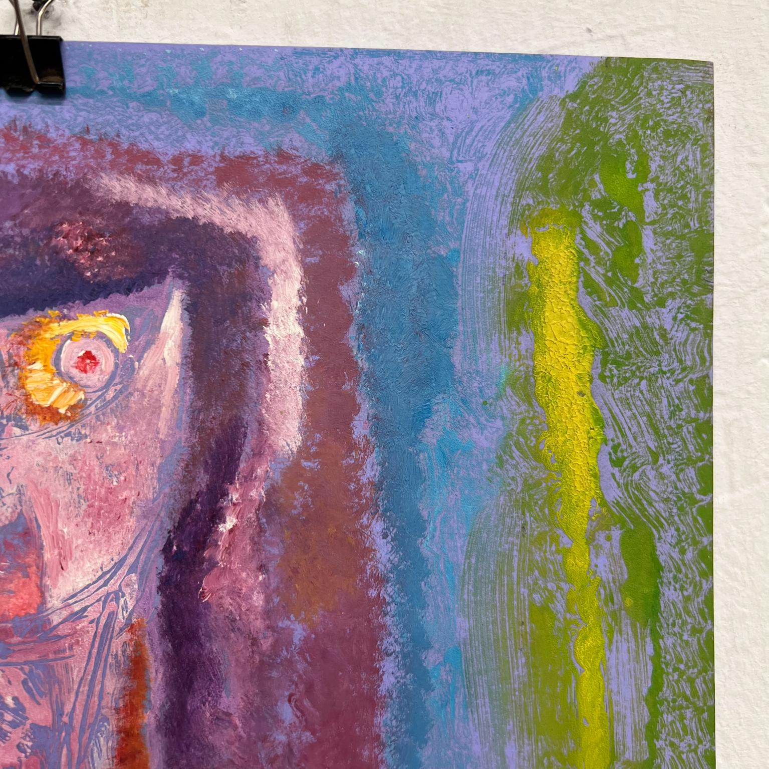 Mexican 1980s Bryron Gálvez Abstract Art Pastel on Paper Mexico For Sale
