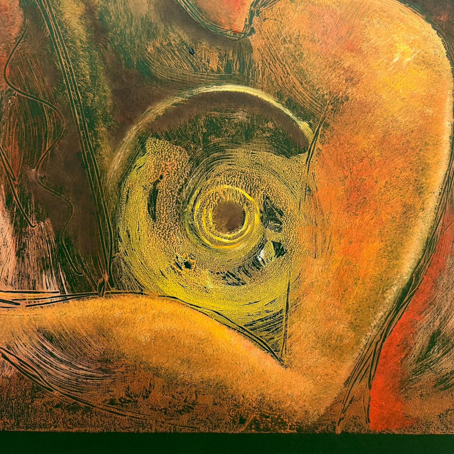 Carta 1980 Byron Gálvez Art Animal Dark Mixed Media Paper in vendita