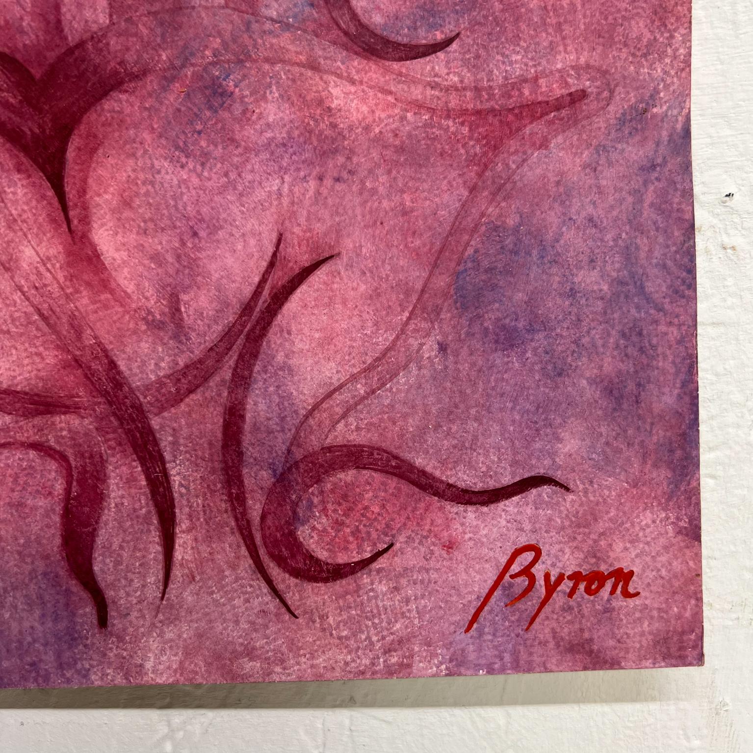1980 Byron Gálvez Art Pastel rose sur papier Bon état - En vente à Chula Vista, CA