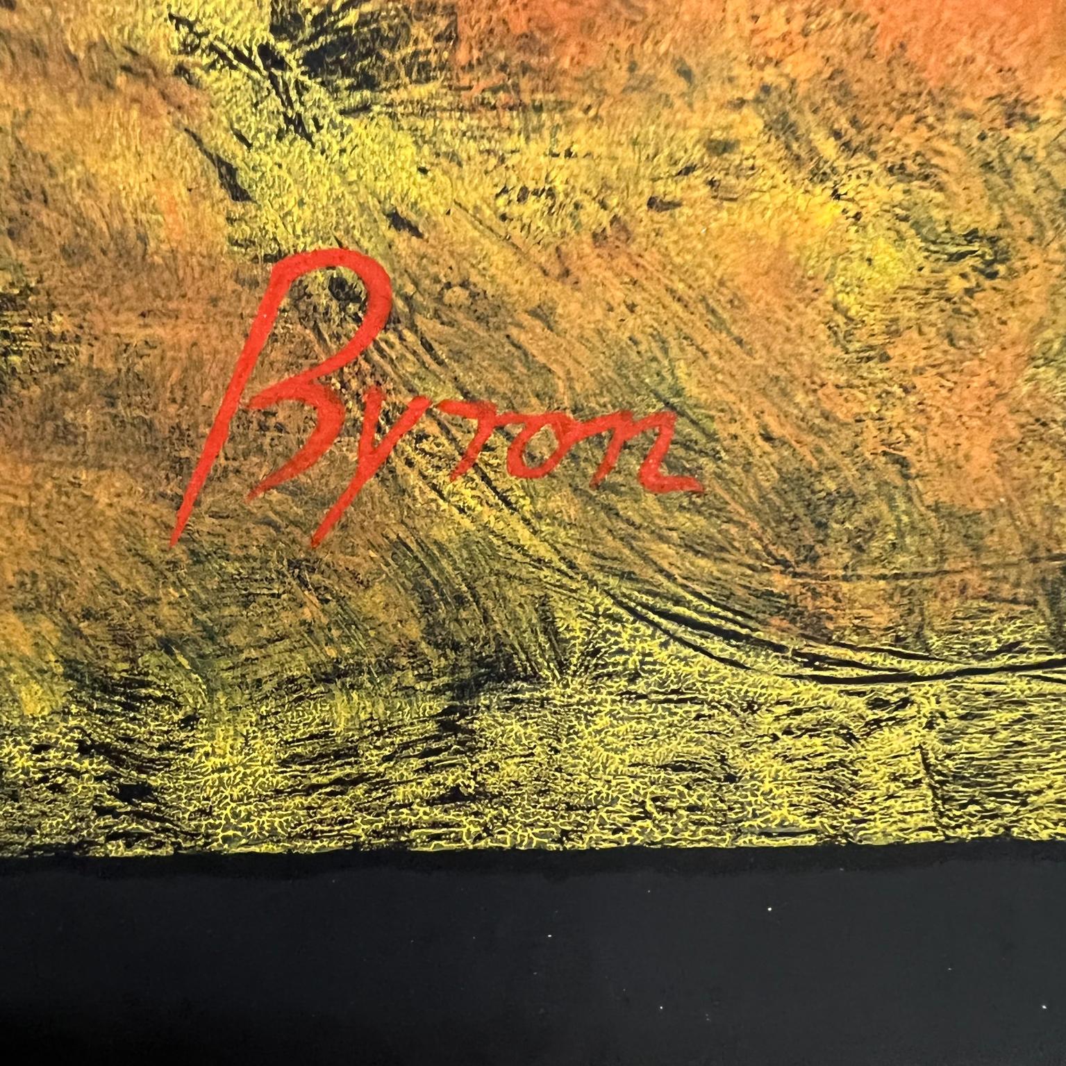1980s Byron Gálvez Art Pastel Ink Black Paper For Sale 6
