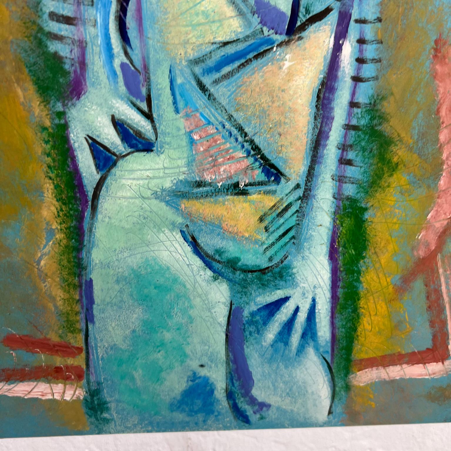 Anni '80 Byron Gálvez Modernismo Sognante Blu Opera d'arte astratta Messico in vendita 1