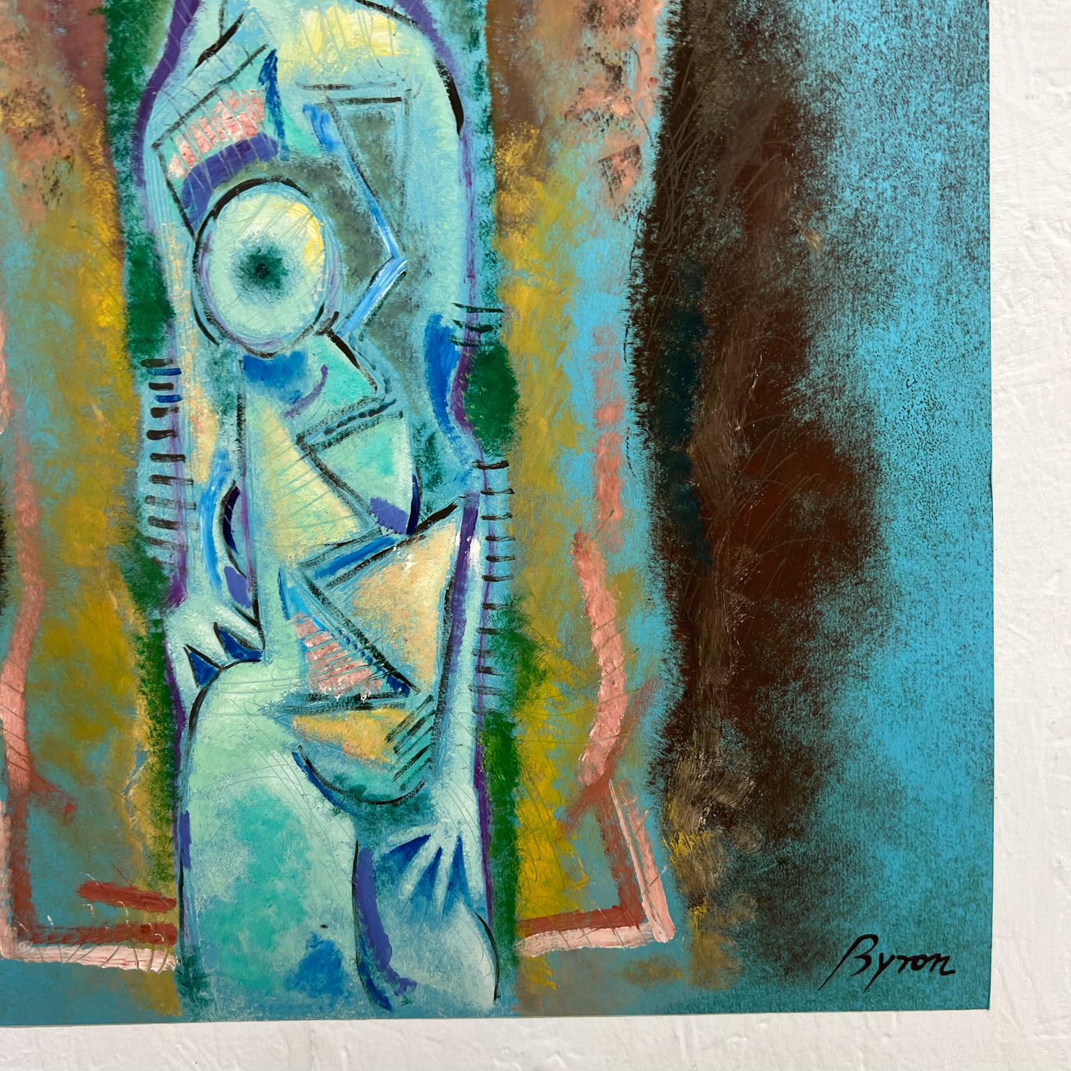 1980 Byron Gálvez Modernity Dreamy Blue Abstract Artwork Mexico Bon état - En vente à Chula Vista, CA