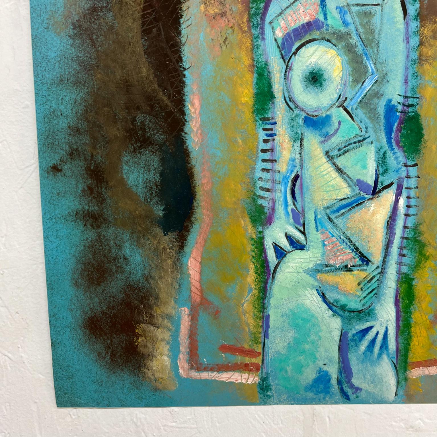 Paper 1980s Byron Gálvez Modernism Dreamy Blue Abstract Artwork Mexico For Sale