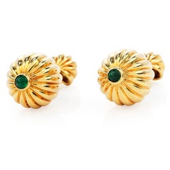 1980s Cabochon Emerald 18K Gold Pasha Style Tuxedo Set
