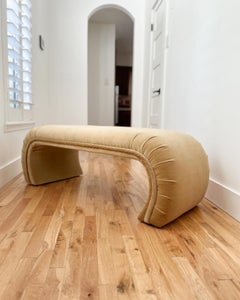1980s Camel Velvet Waterfall Bench