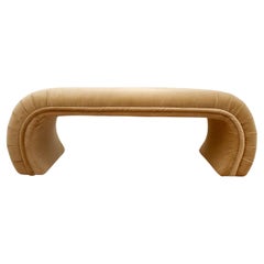 1980s Camel Velvet Waterfall Bench