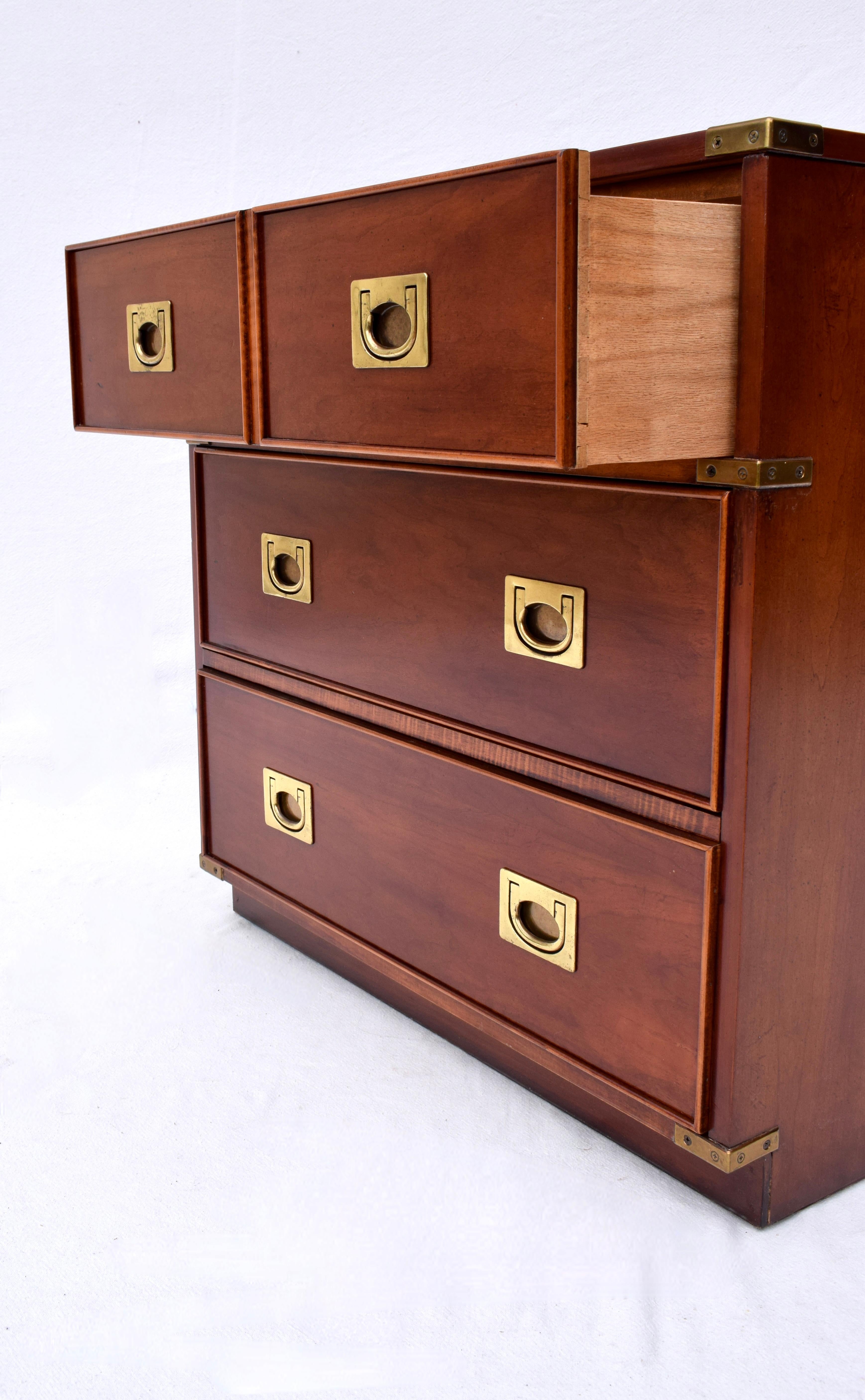 1980's Campaign Style Bachelor Chest of Drawers For Sale 4