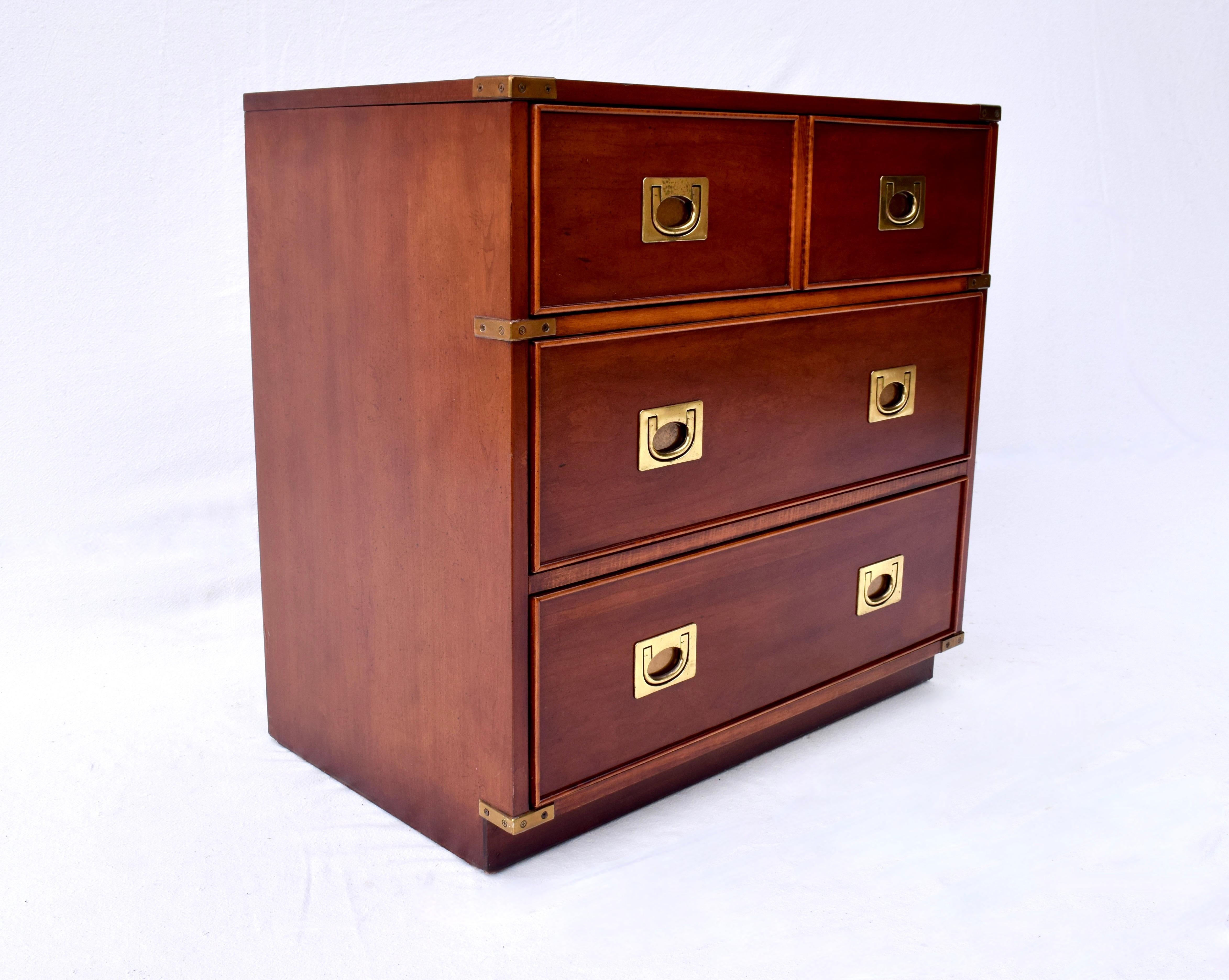 Brass 1980's Campaign Style Bachelor Chest of Drawers For Sale