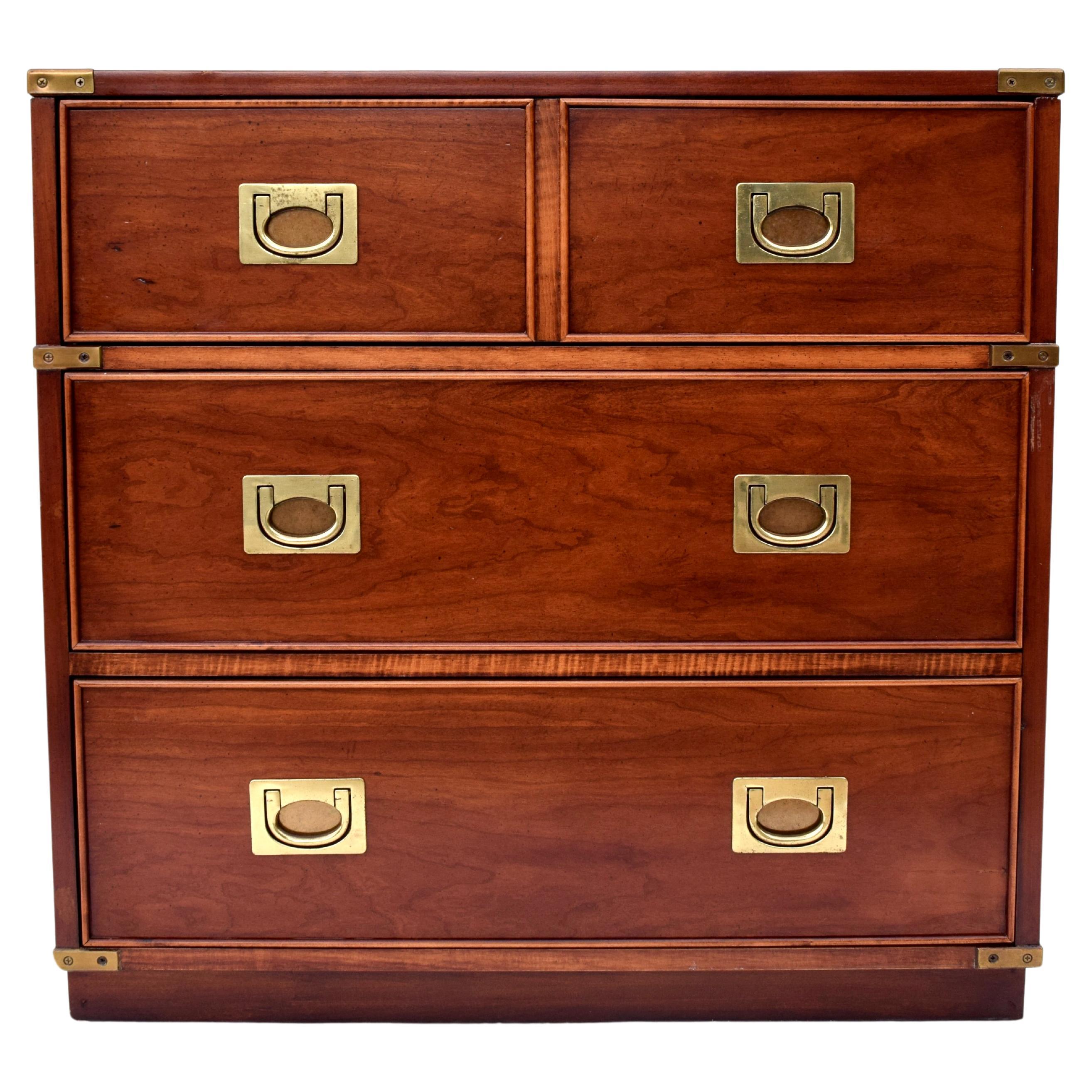 1980's Campaign Style Bachelor Chest of Drawers For Sale