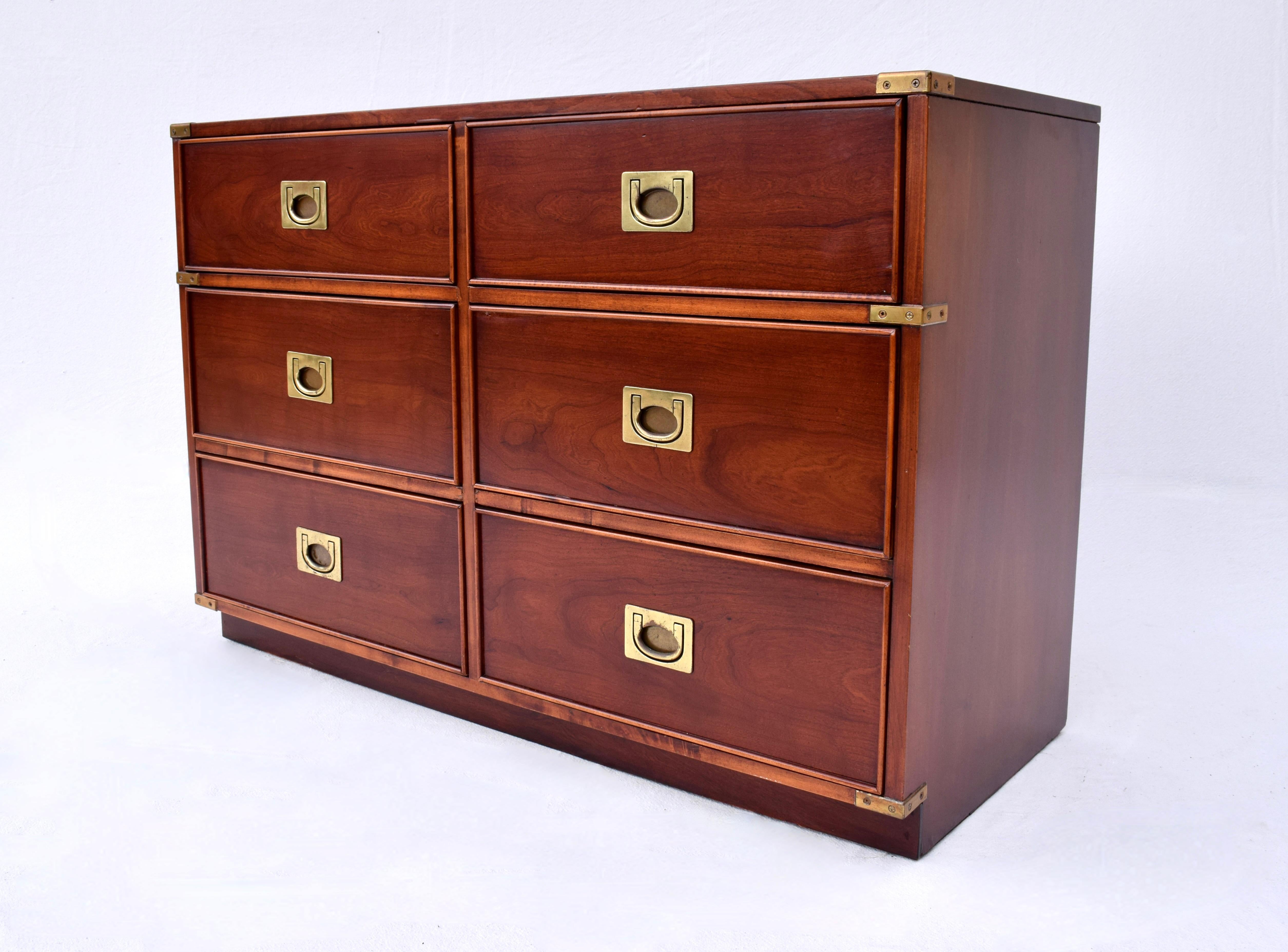American 1980's Campaign Style Bachelor Chest of Six Drawers For Sale