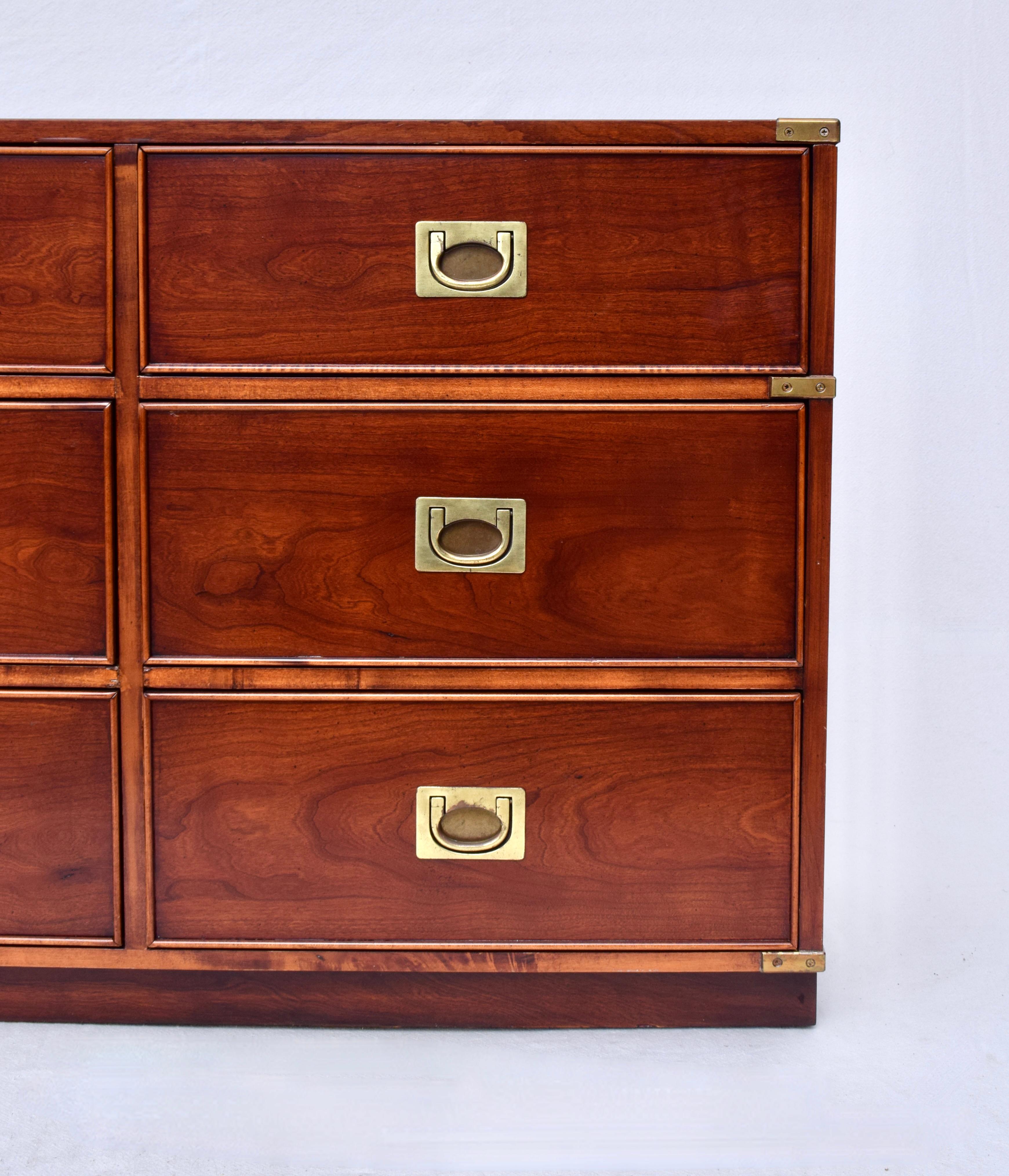 1980's Campaign Style Bachelor Chest of Six Drawers For Sale 2