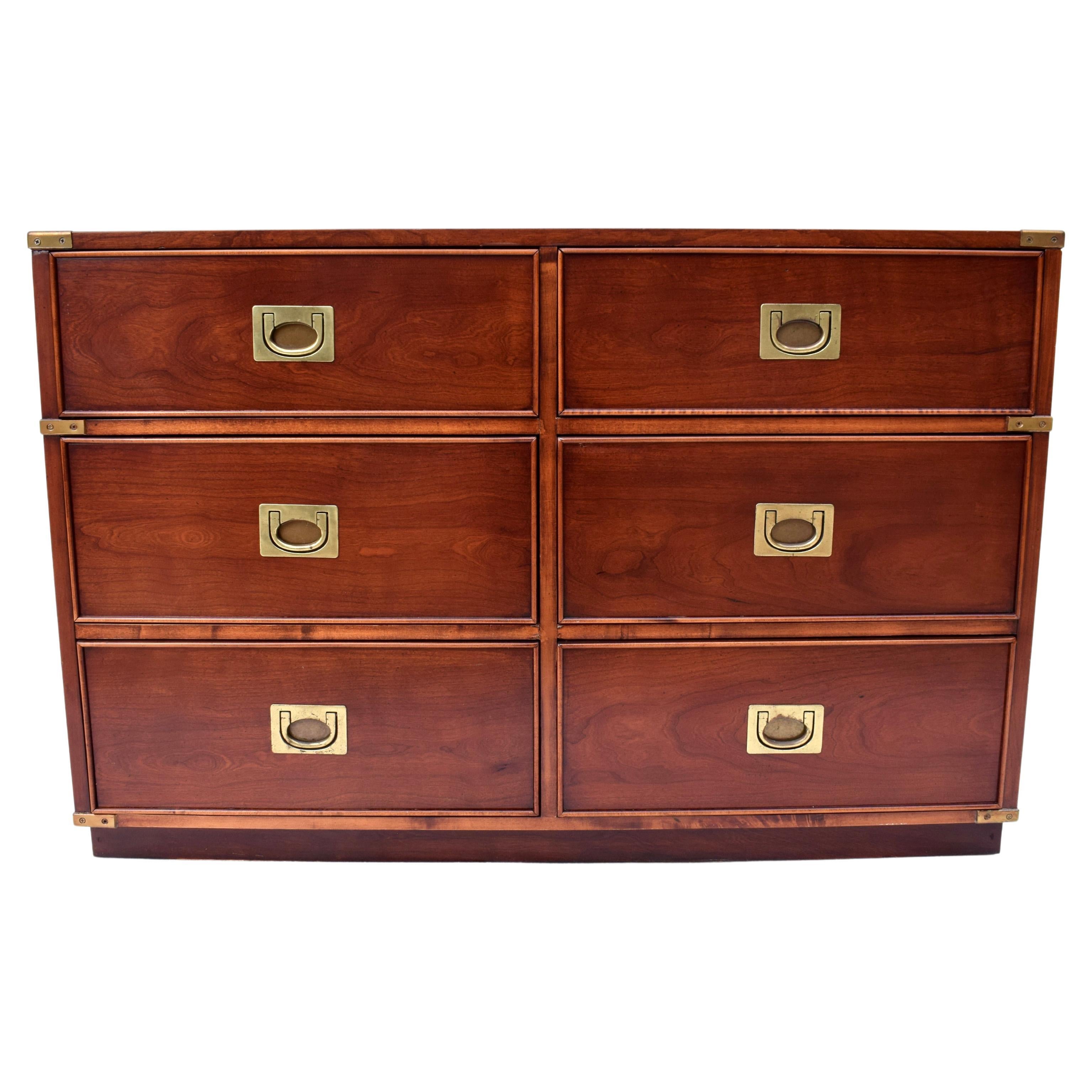 1980's Campaign Style Bachelor Chest of Six Drawers