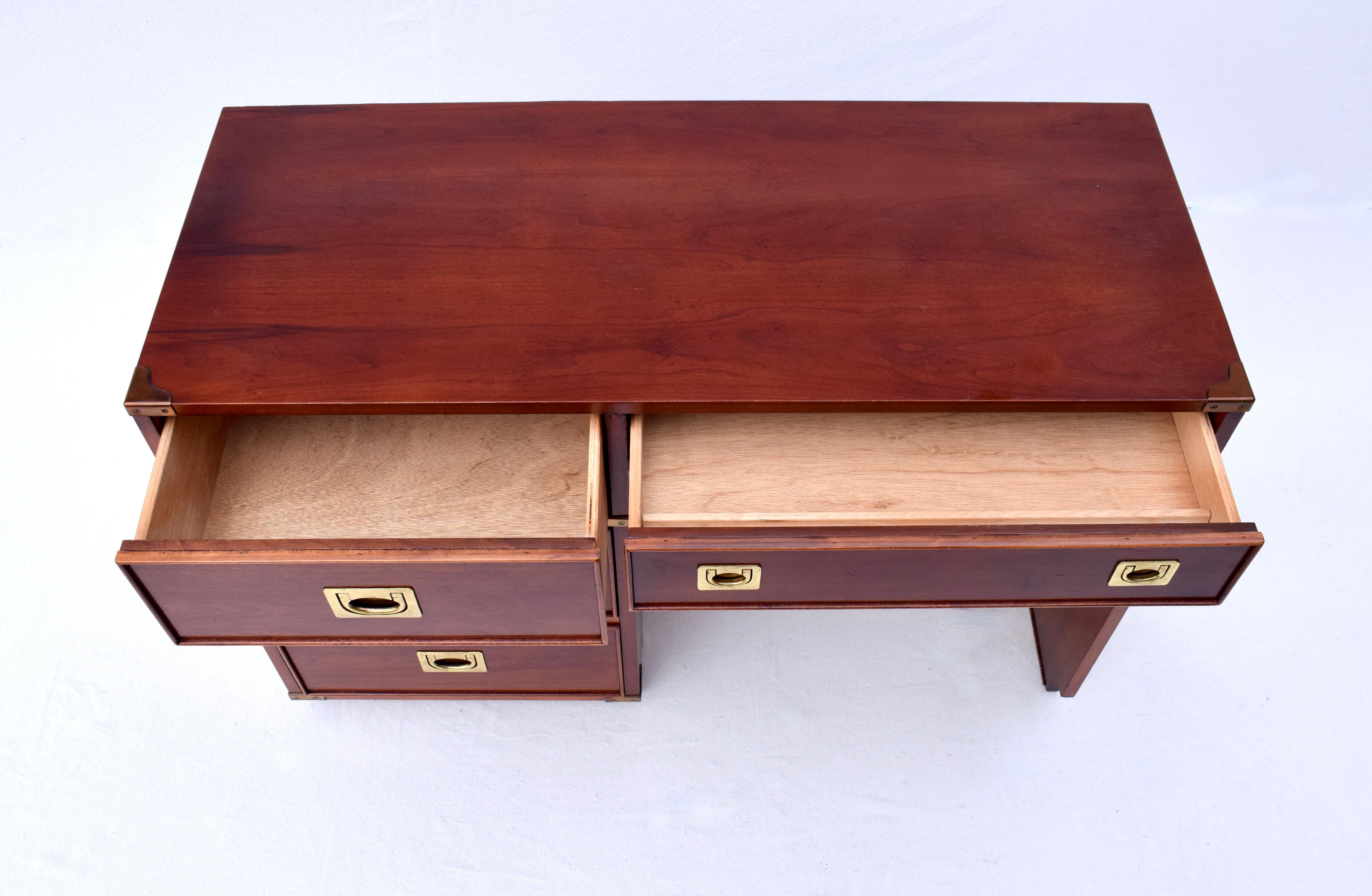 American 1980's Campaign Style Mahogany Writing Desk For Sale