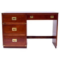 Vintage 1980's Campaign Style Mahogany Writing Desk