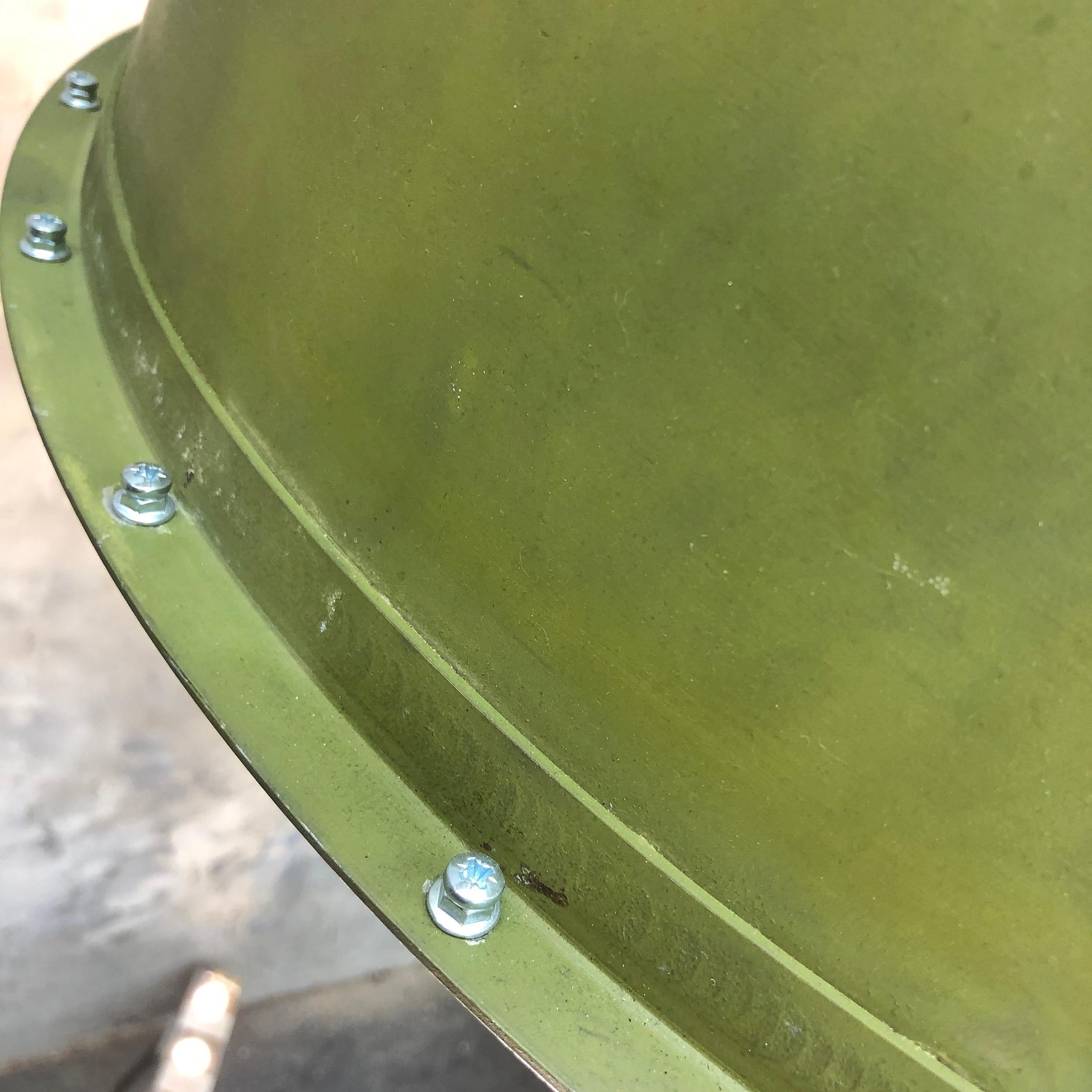 1980s Canadian Bombardier Jet Engine Cowling, Green Industrial Pendant Light 4