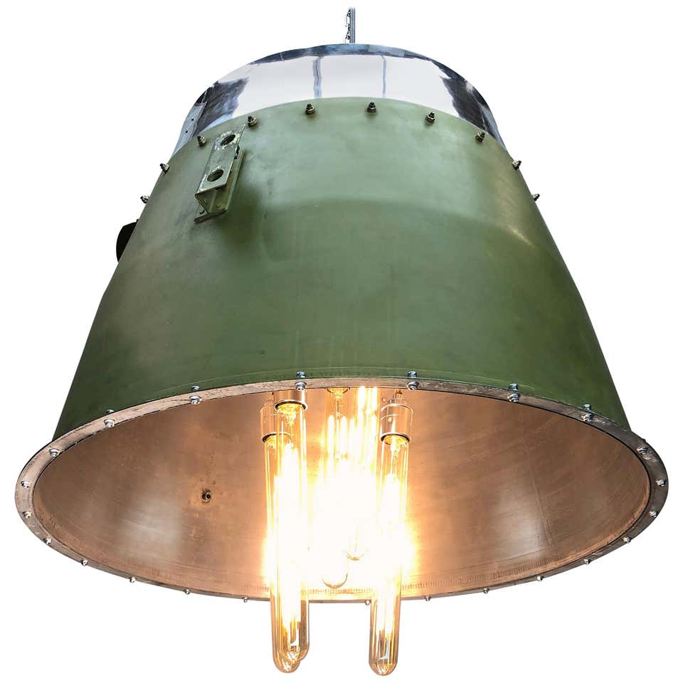 1980s Canadian Bombardier Jet Engine Cowling, Green Industrial Pendant ...