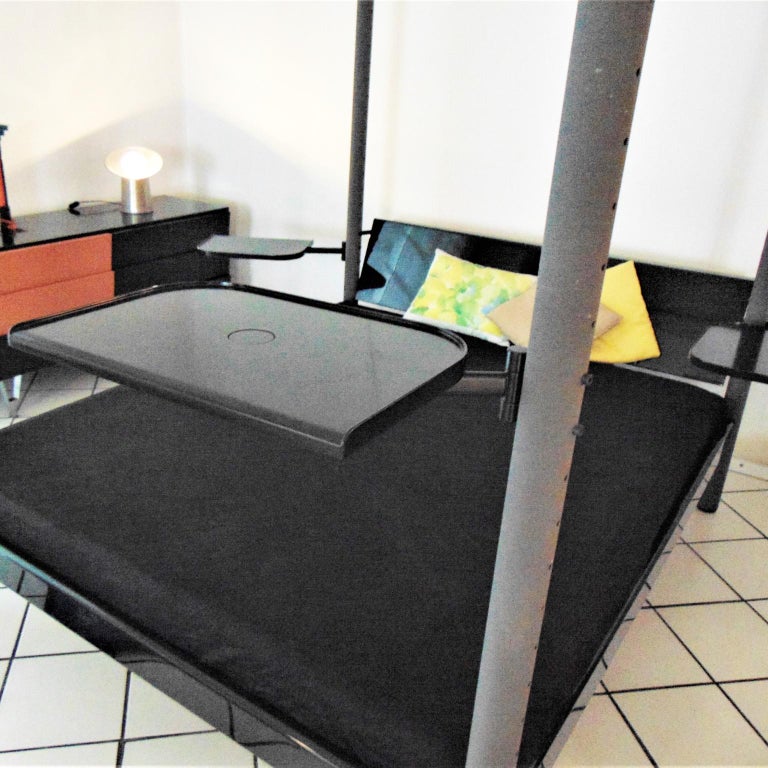 1980s Canopy Bed Dark Lacquer, Adjustable Shelves, Sormani, Italy For Sale at 1stdibs