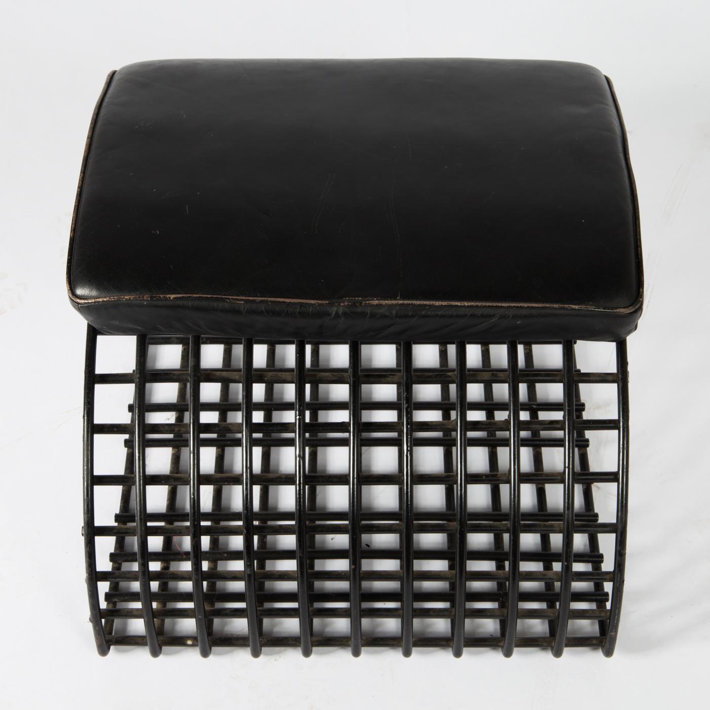 1980s Cantilevered Postmodern Wire Mesh Armchair and Ottoman 8