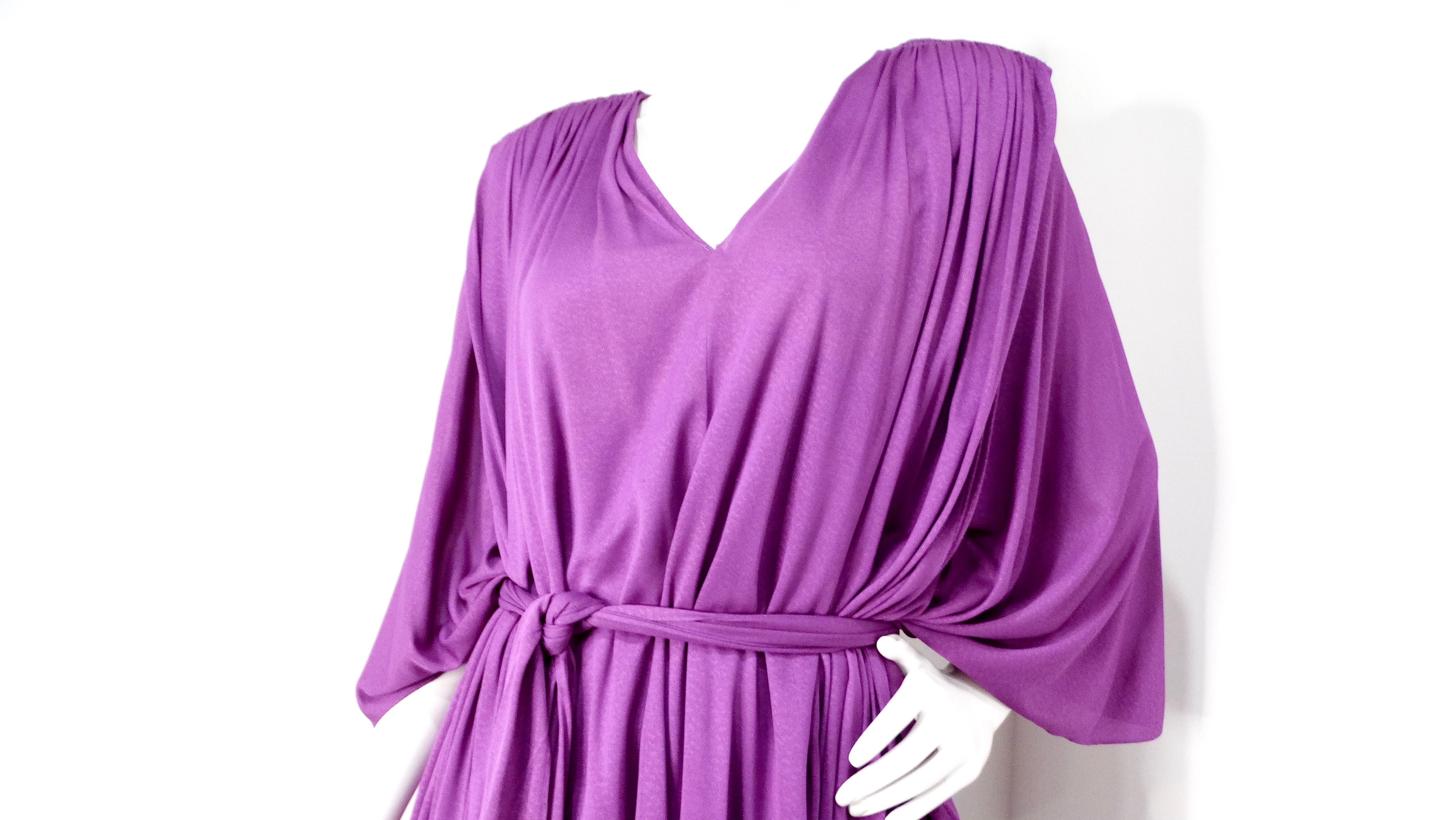 Women's 1980s Capriccio Italian Made Purple Toga Belted Dress For Sale