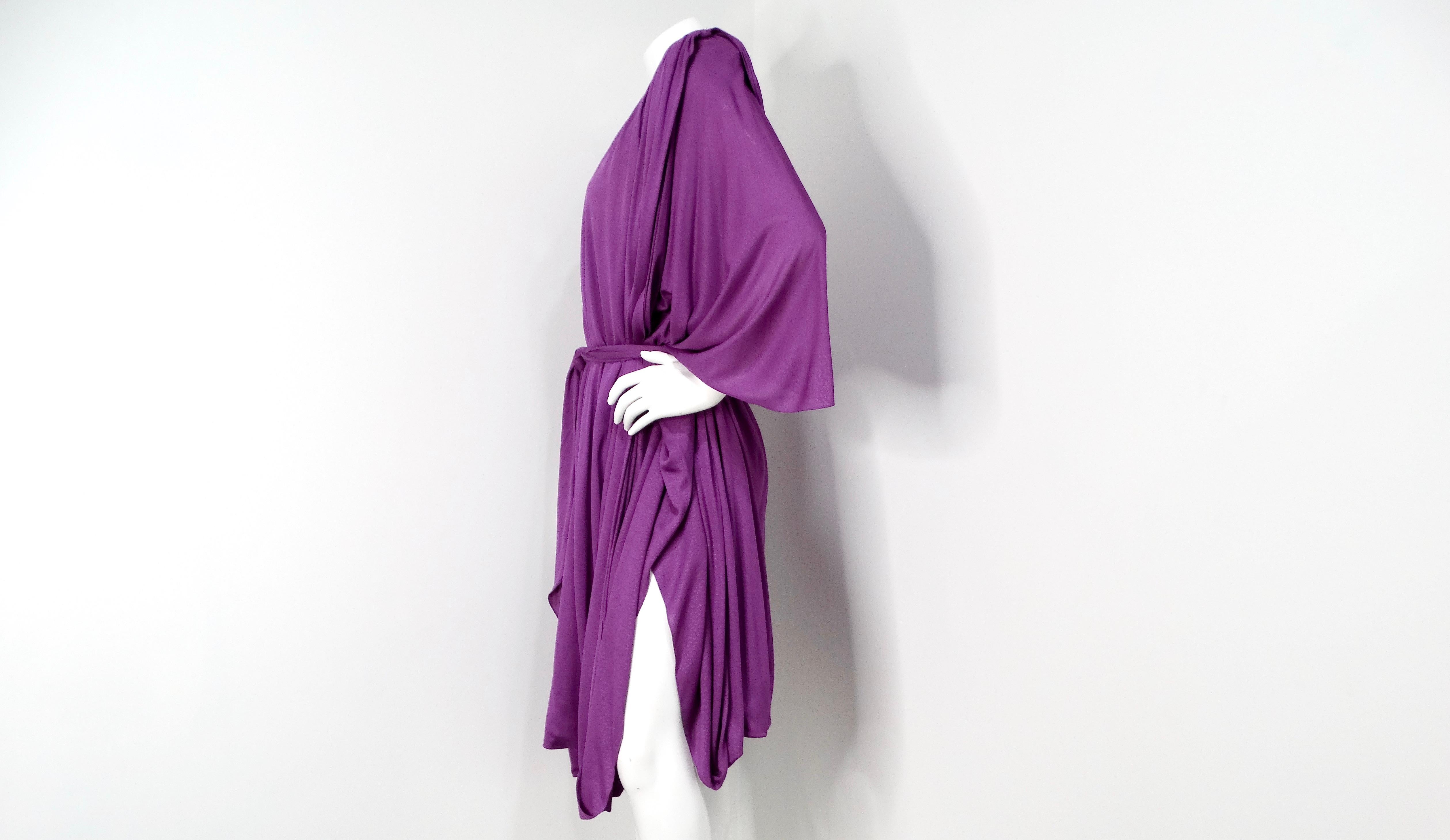 1980s Capriccio Italian Made Purple Toga Belted Dress For Sale 1