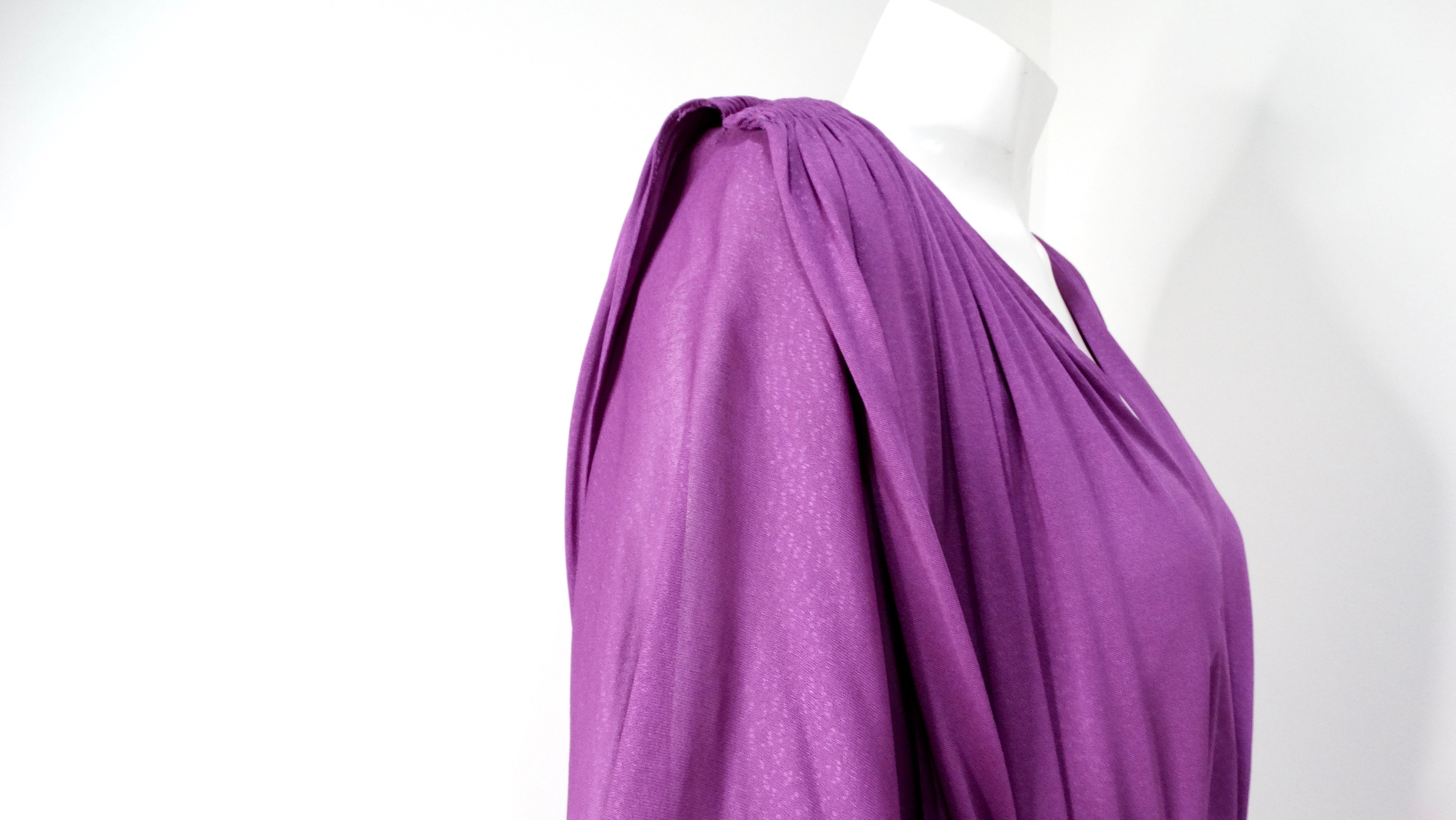 1980s Capriccio Italian Made Purple Toga Belted Dress For Sale 3