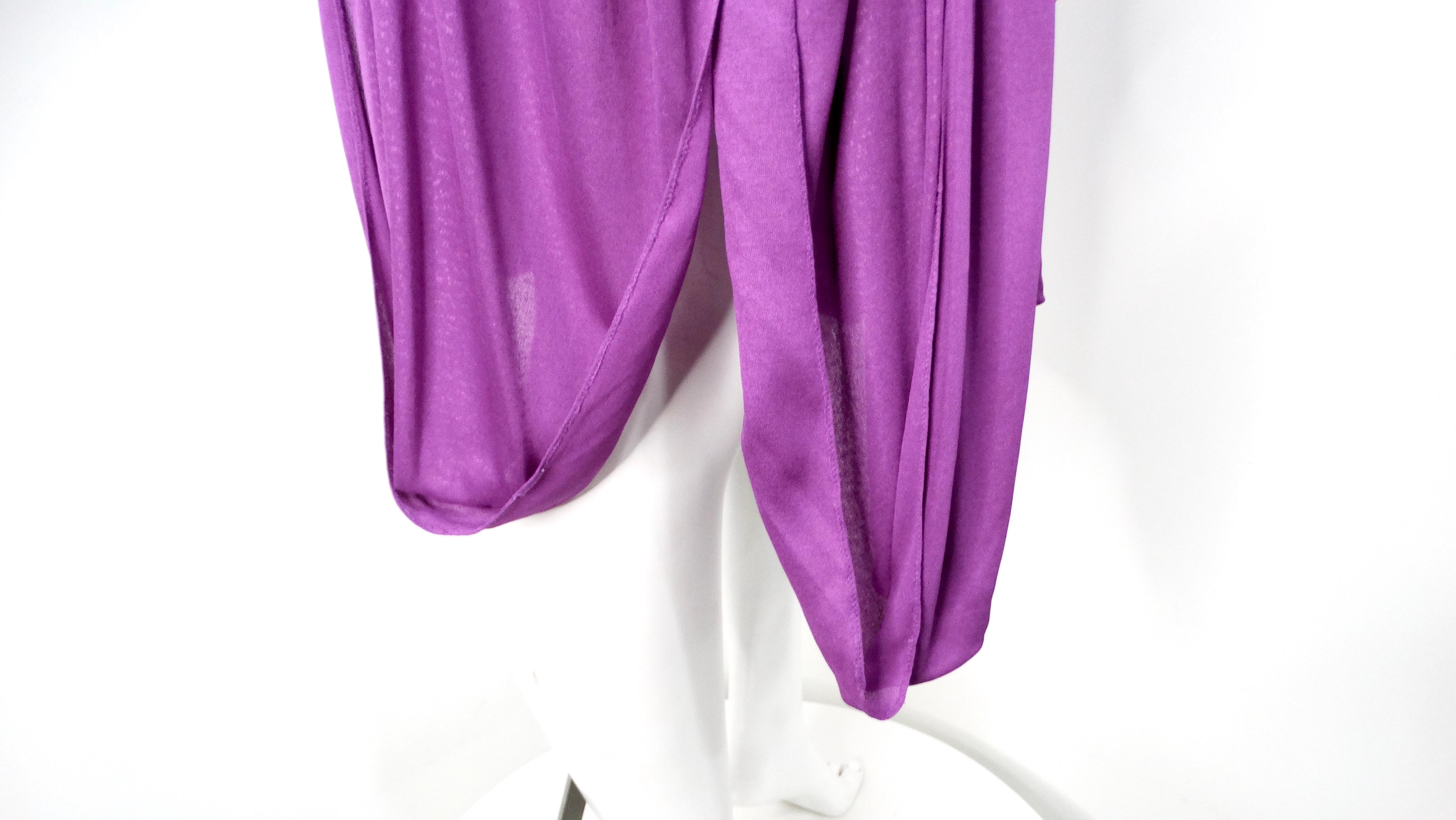 1980s Capriccio Italian Made Purple Toga Belted Dress For Sale 4
