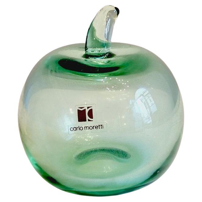1980s Carlo Moretti Hand-blown Glass Apple