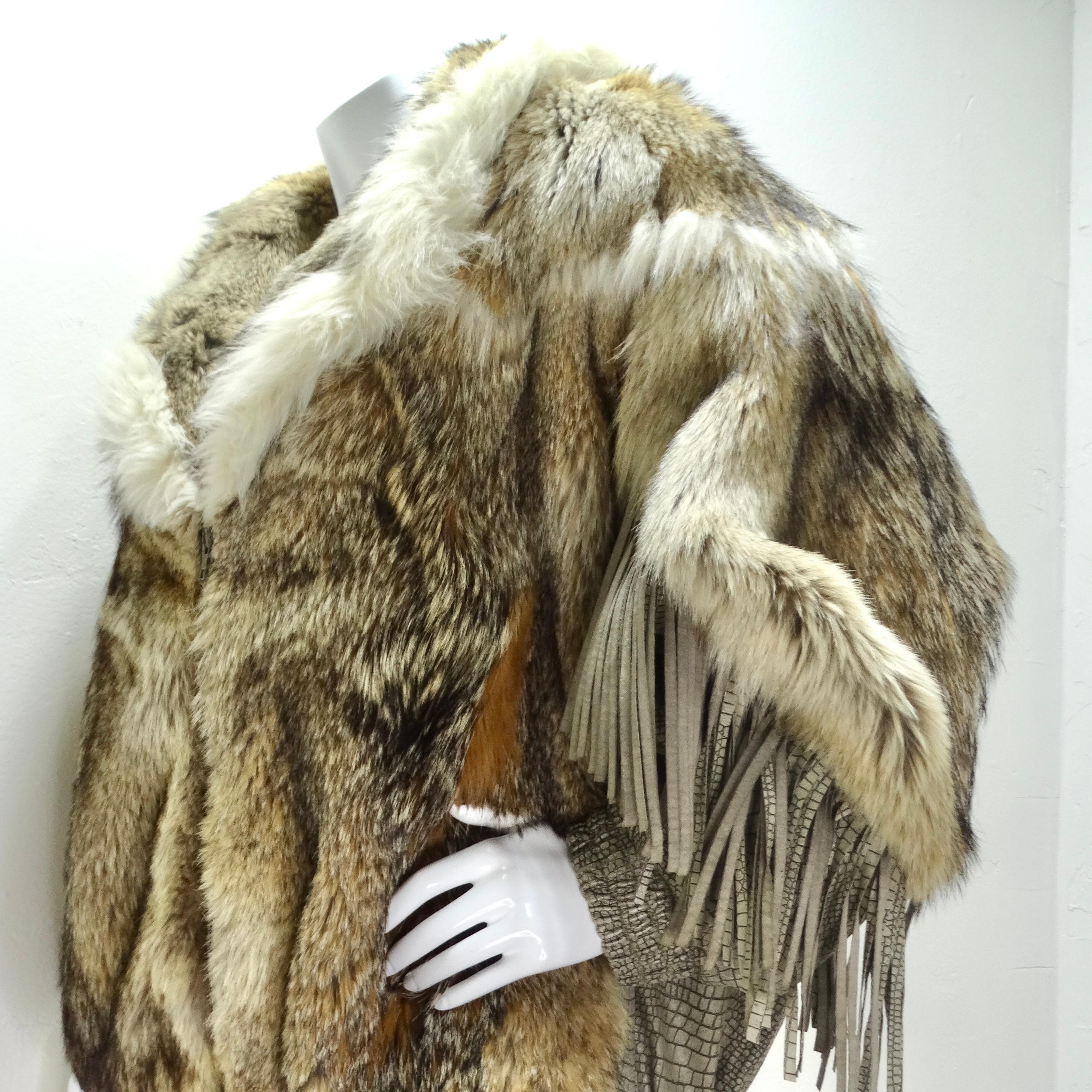 1980s Carlo Palazzi Coyote Fur Leather Fringe Jacket 6