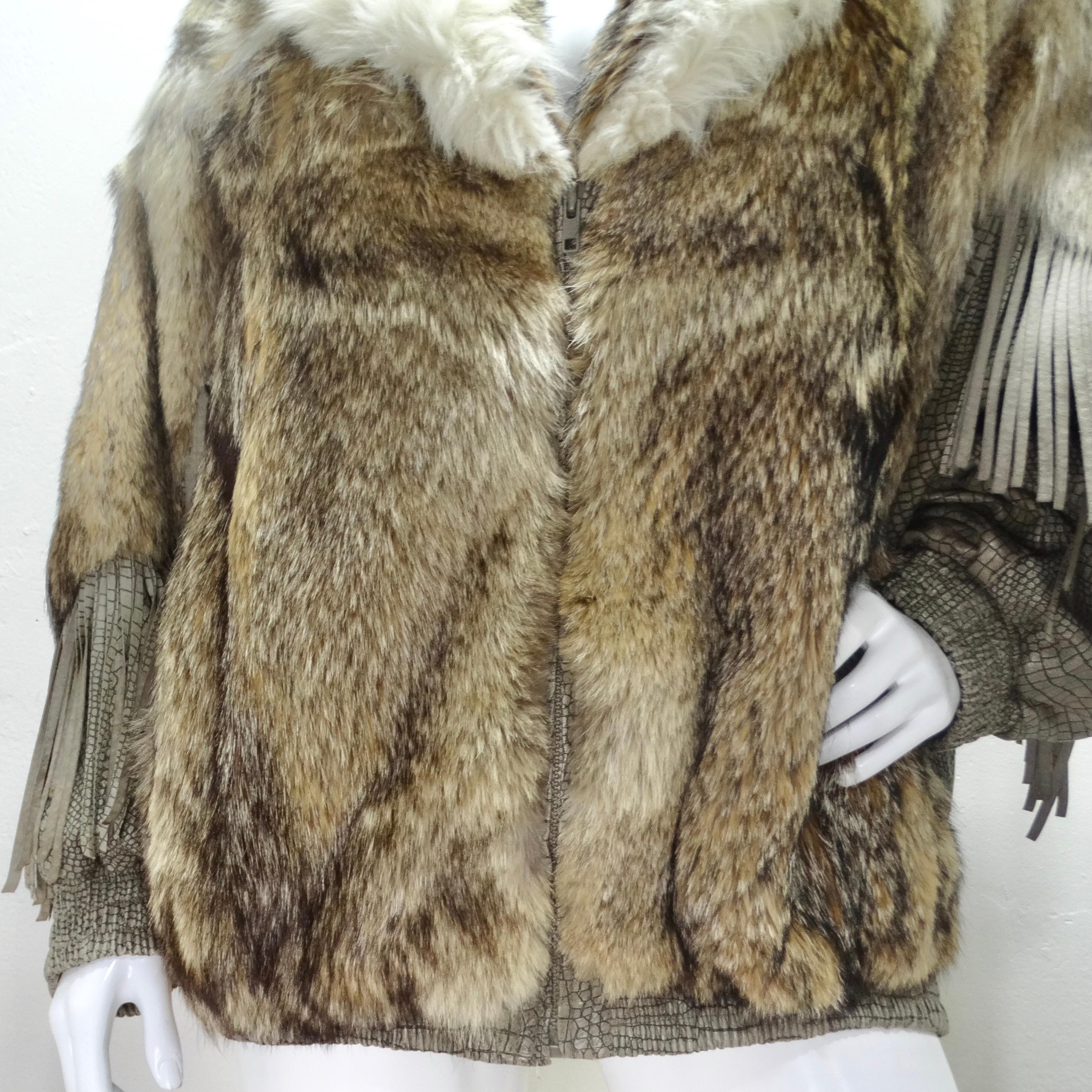 1980s Carlo Palazzi Coyote Fur Leather Fringe Jacket In Good Condition In Scottsdale, AZ