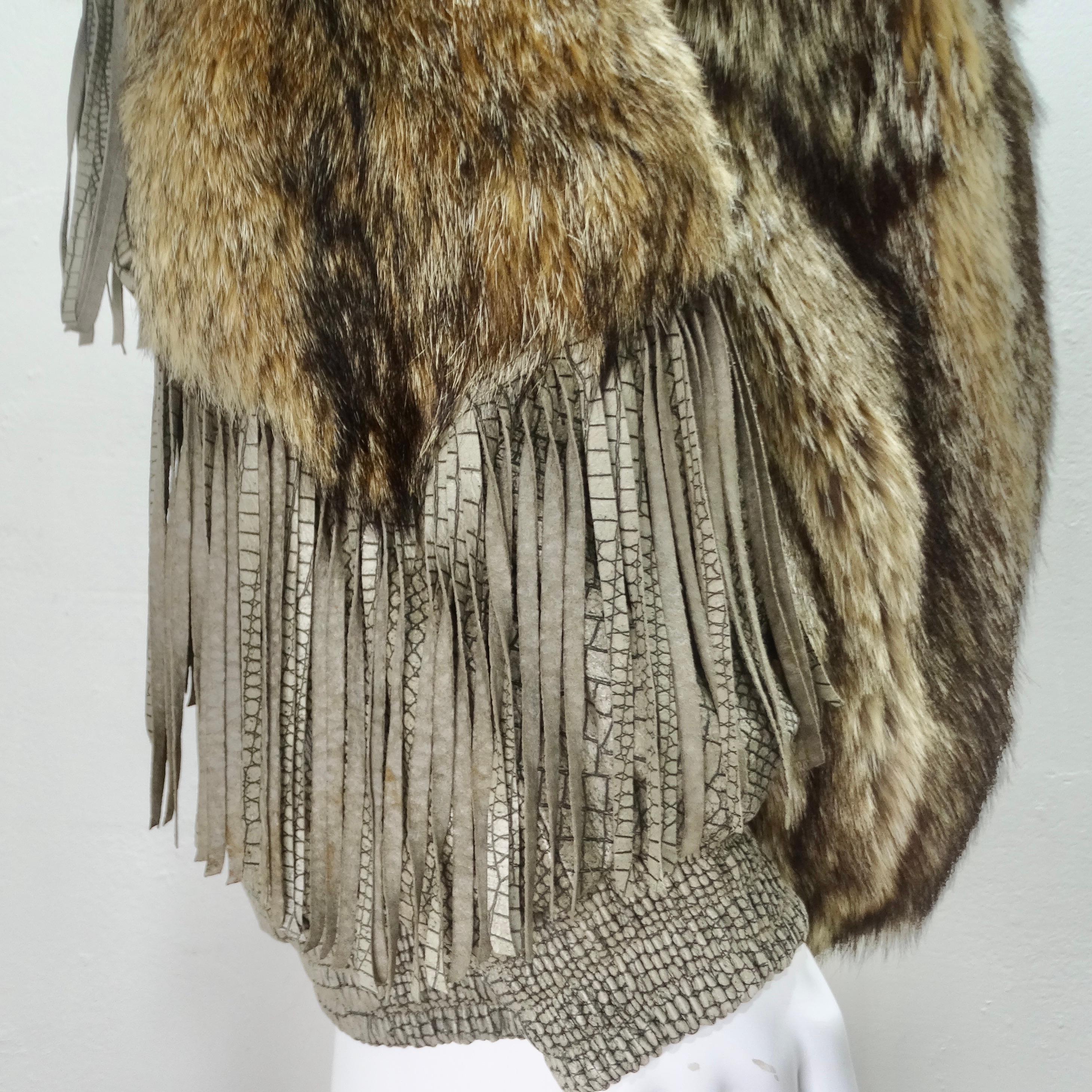 1980s Carlo Palazzi Coyote Fur Leather Fringe Jacket 1