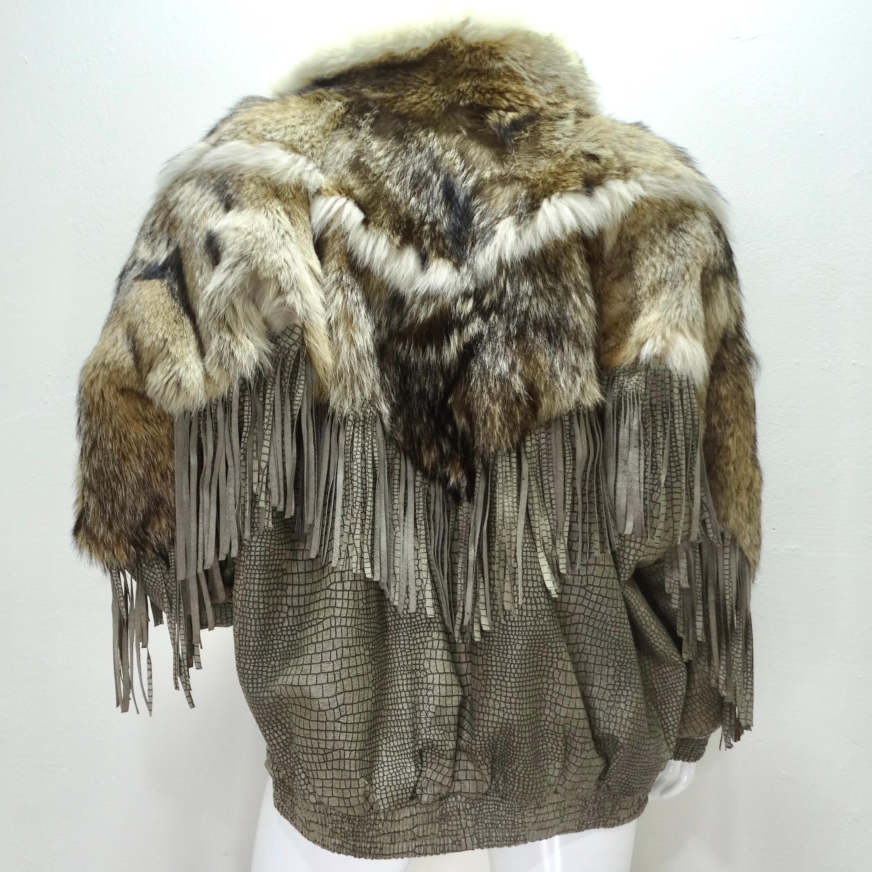 1980s Carlo Palazzi Coyote Fur Leather Fringe Jacket 2