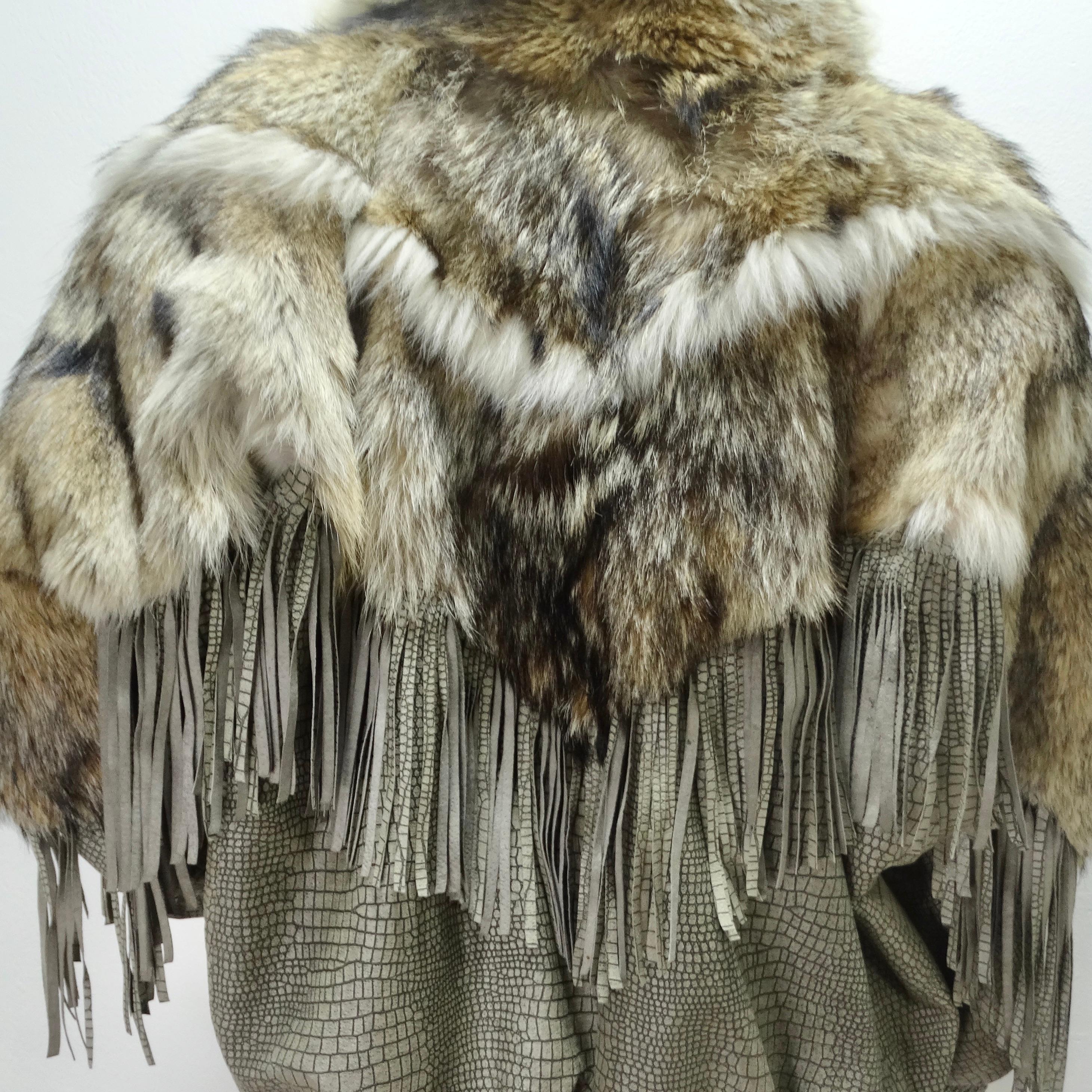 1980s Carlo Palazzi Coyote Fur Leather Fringe Jacket 3