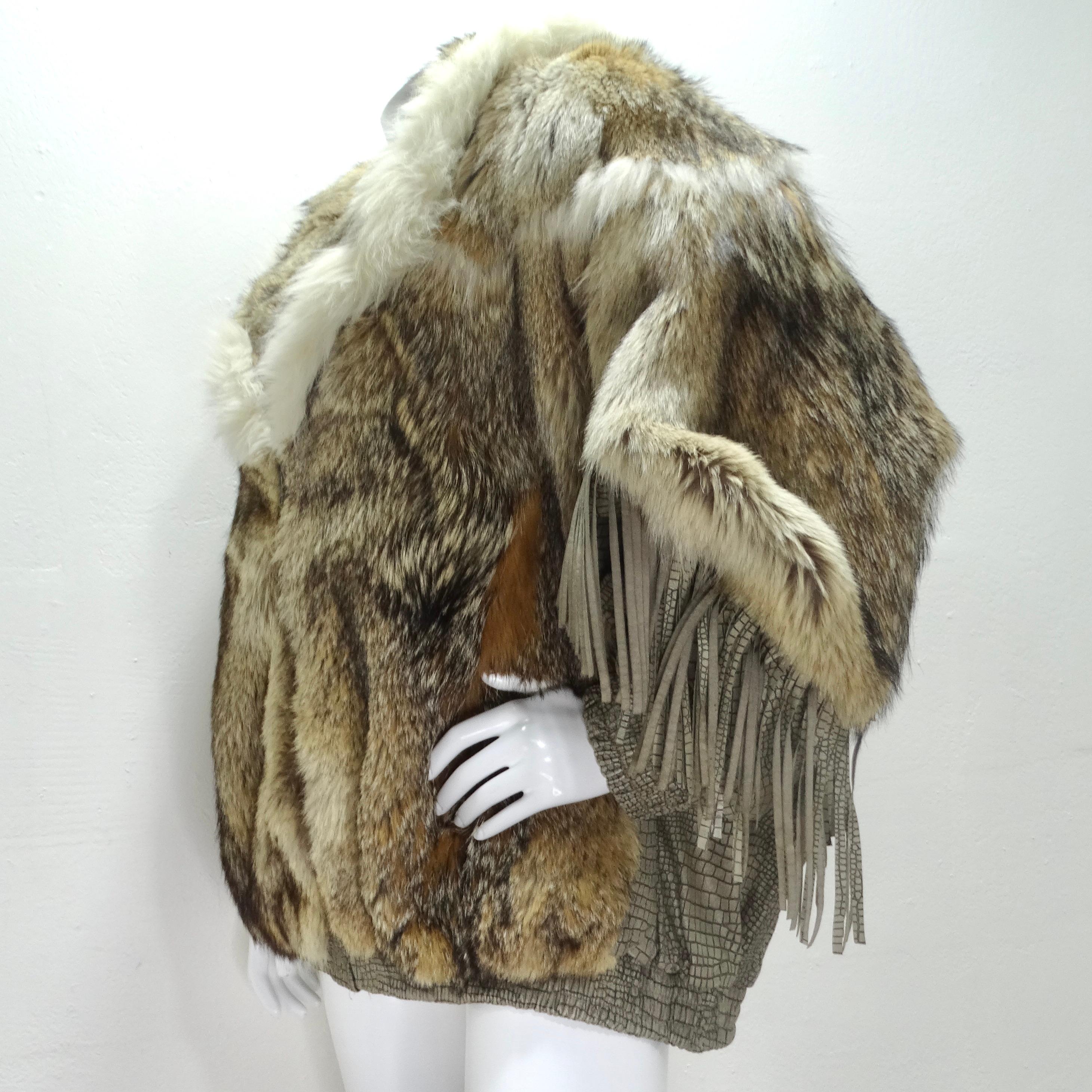 1980s Carlo Palazzi Coyote Fur Leather Fringe Jacket 5