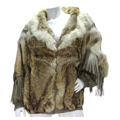 Vintage 1980s Carlo Palazzi Coyote Fur Leather Fringe Jacket