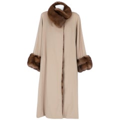 1980s Carlo Tivioli Sable Fur and Beige Cashmere Coat