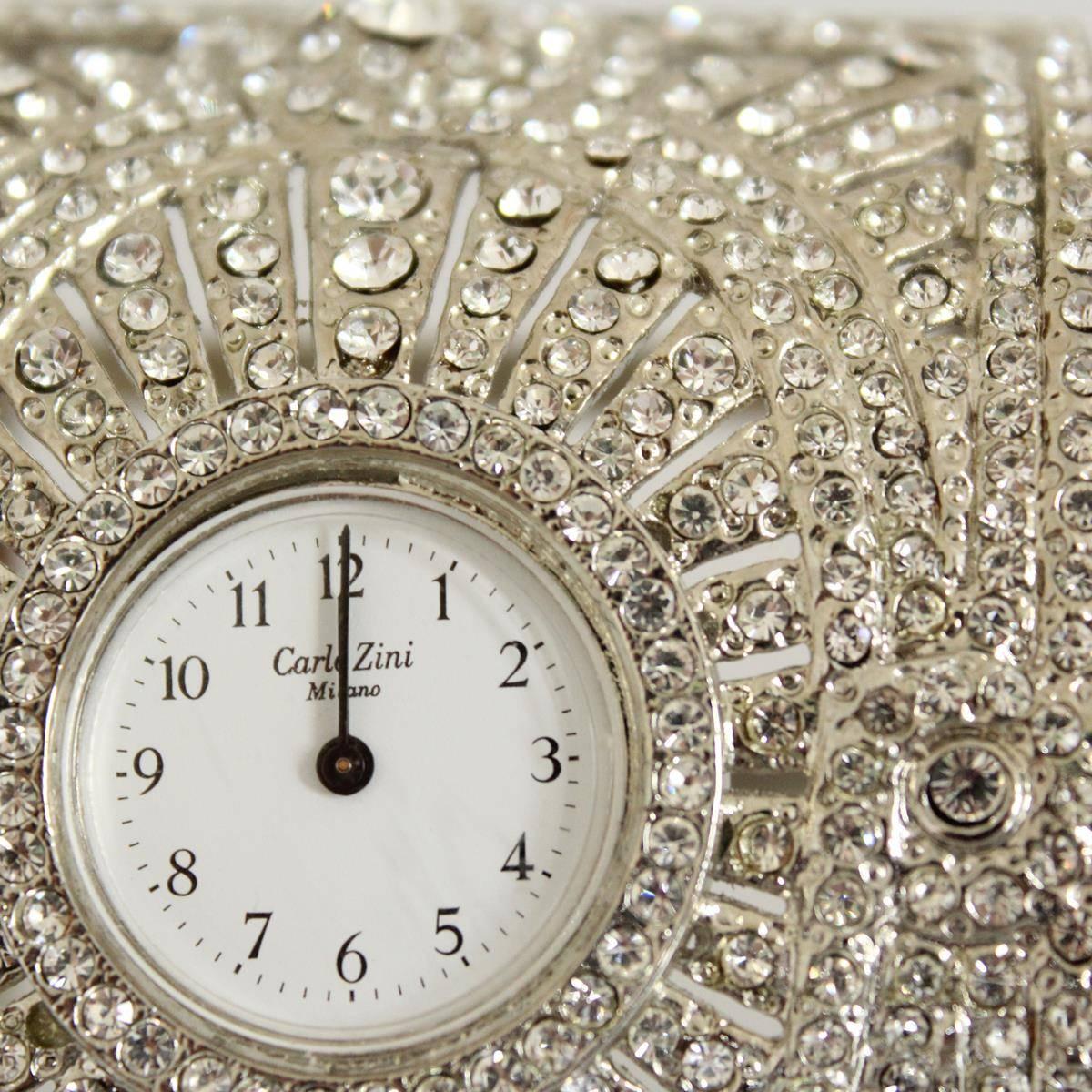 1980er Carlo Zini Einzigartiges Strass-Armband / Uhr im Zustand „Hervorragend“ im Angebot in Gazzaniga (BG), IT