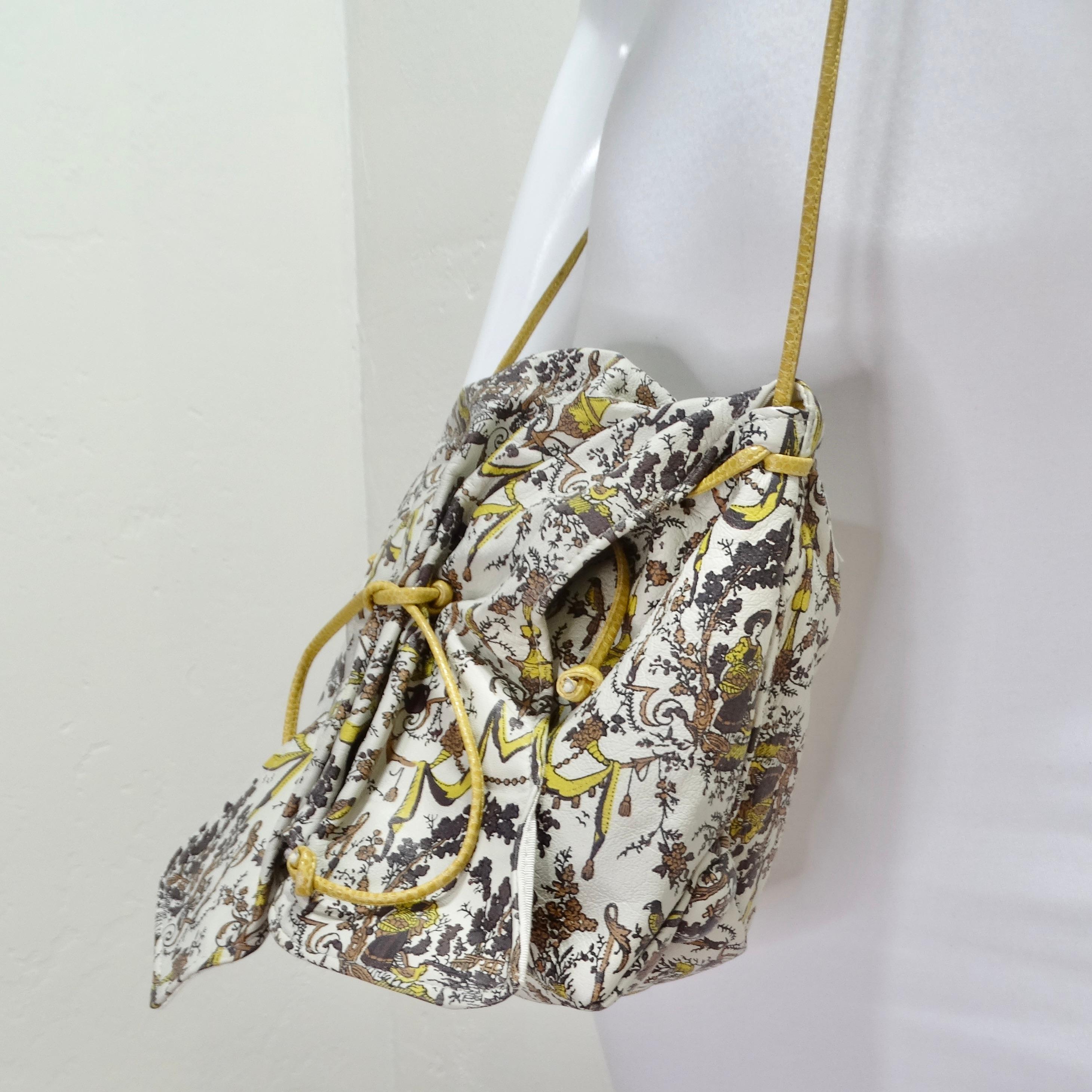 Gray 1980s Carlos Falchi Drawstring Crossbody Bag For Sale