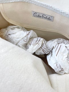 1980s Carlos Falchi XL Python Snakeskin White Taupe Vintage Shoulder Bag Clutch