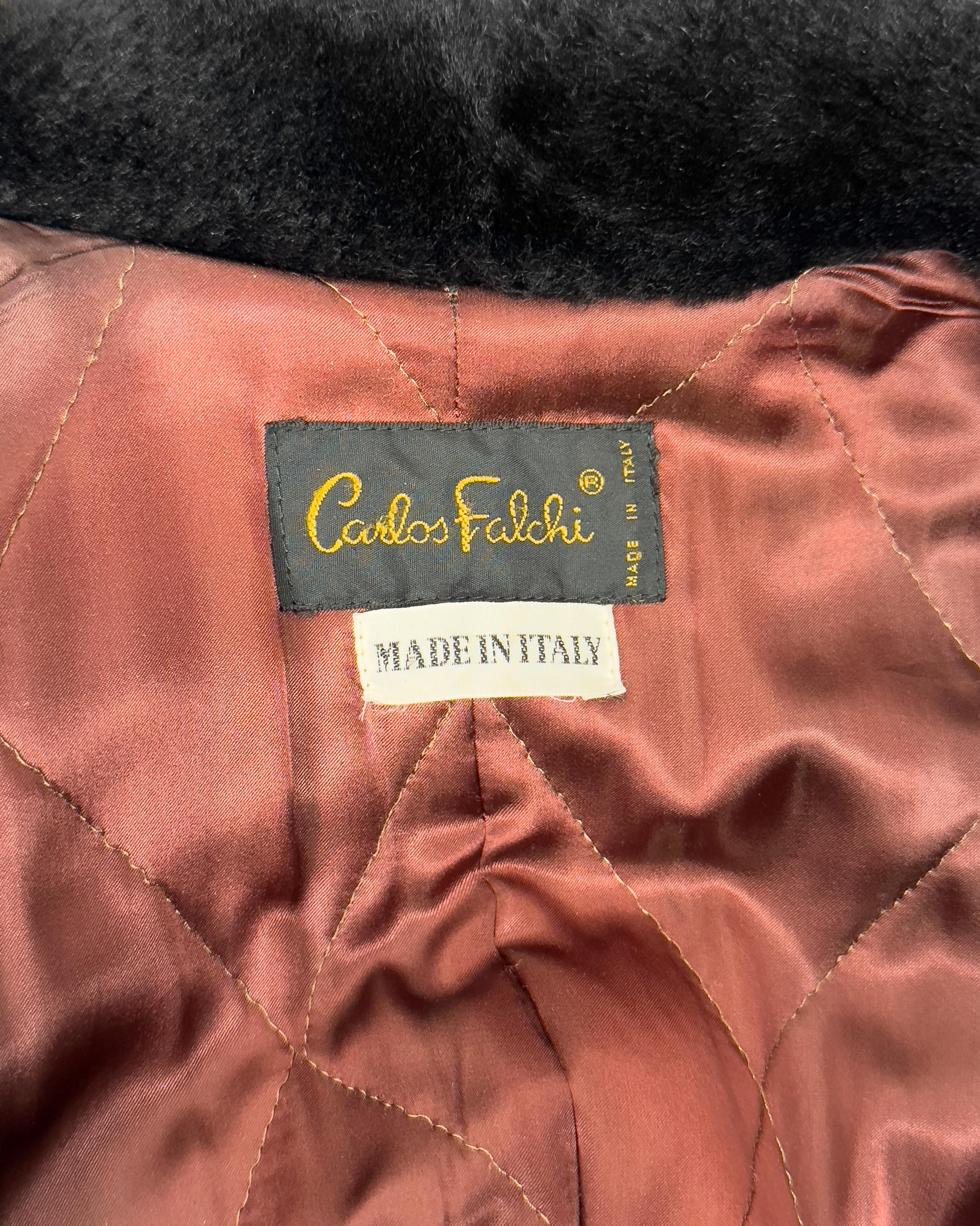Coates anni '80 di Carlos Falci in pelle intarsiata e shearling in vendita 3