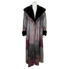 1980’s Carlos Falci Inlaid Leather and Shearling Swing Coat