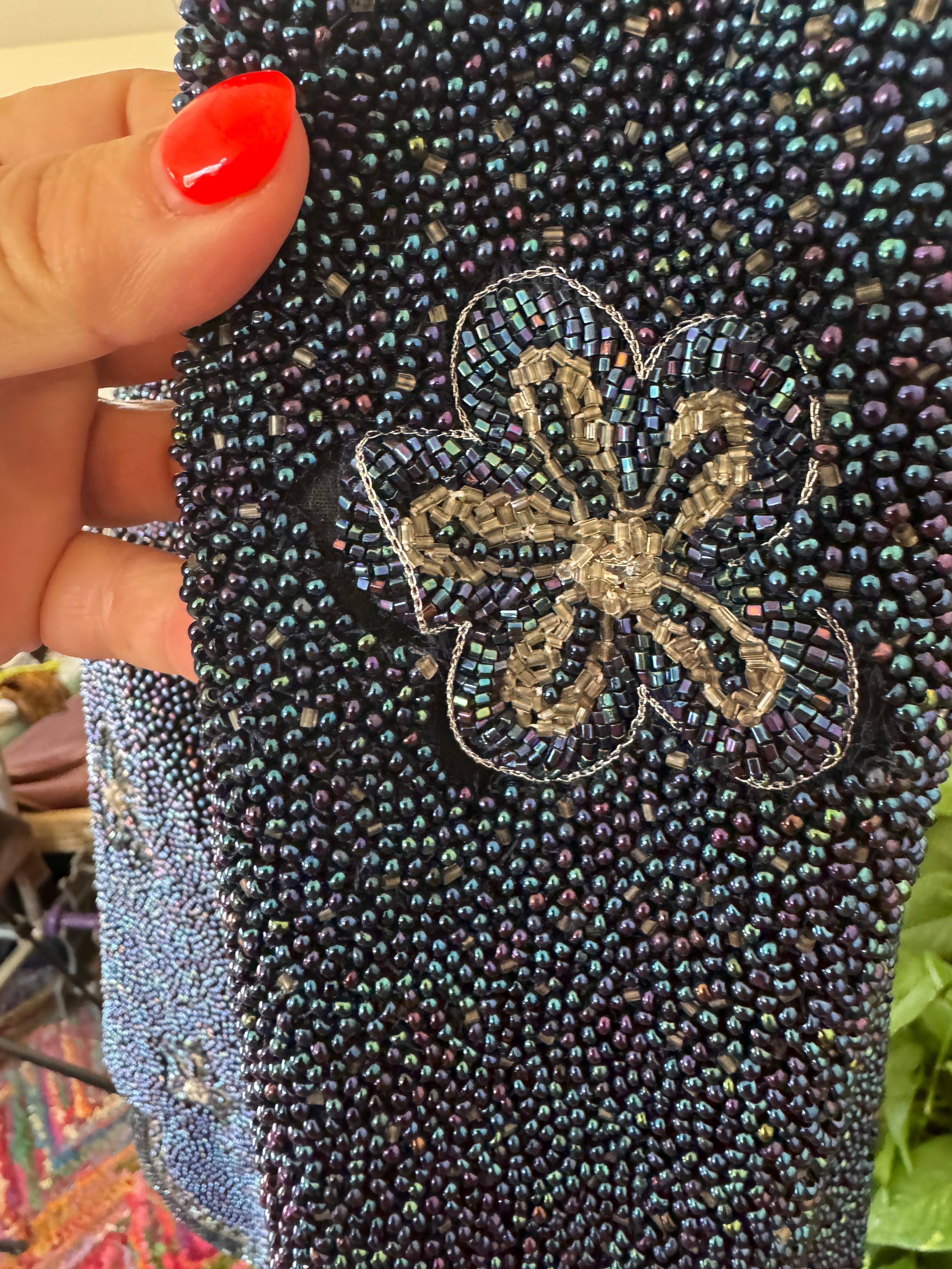 1980s Carolina Herrera Aurora Borealis Beaded Bolero Jacket For Sale 5