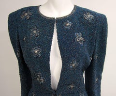 1980s Carolina Herrera Aurora Borealis Beaded Bolero Jacket