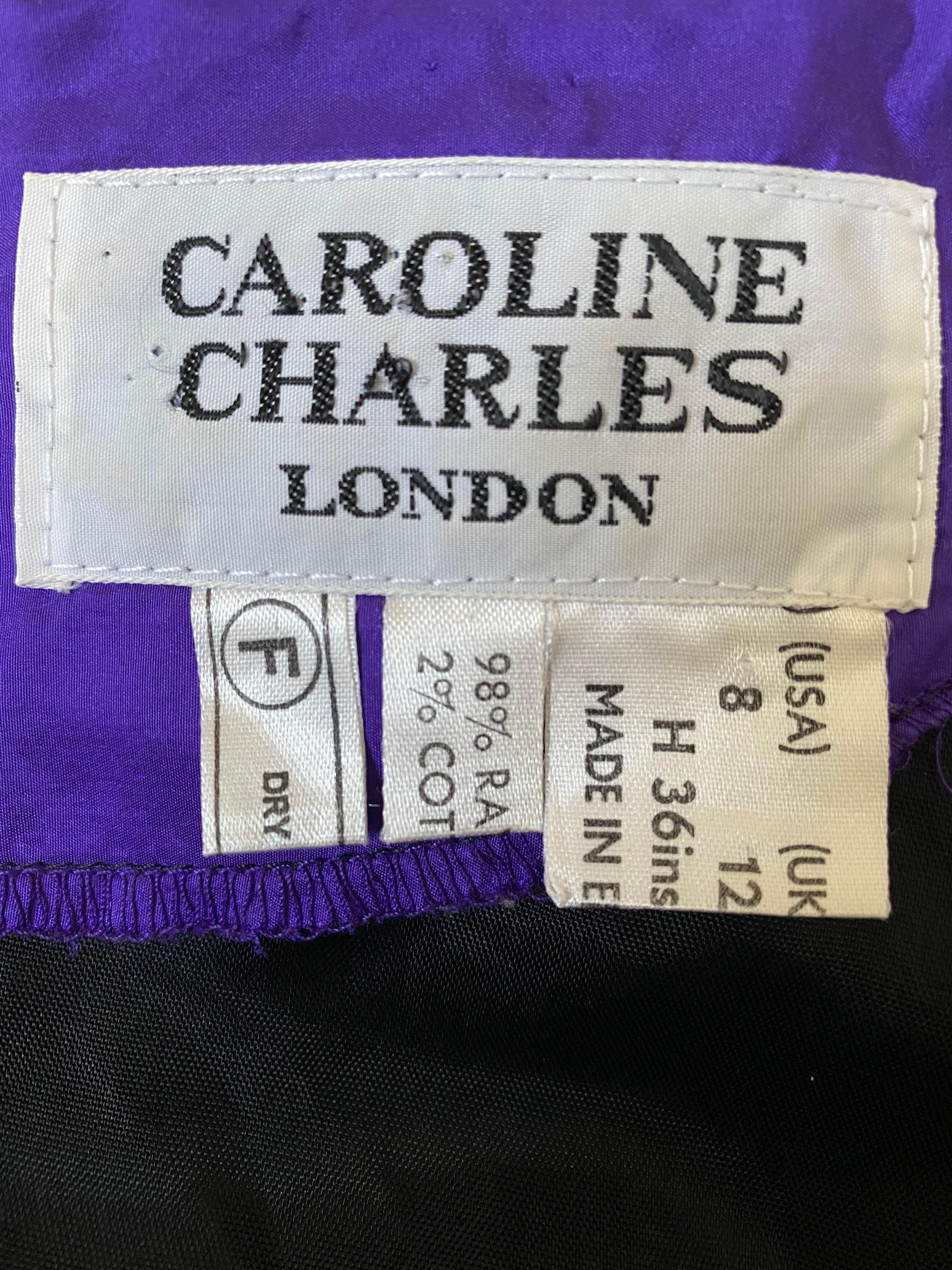 1980s Caroline Charles Silk Velvet Polka Dot Dress For Sale 2